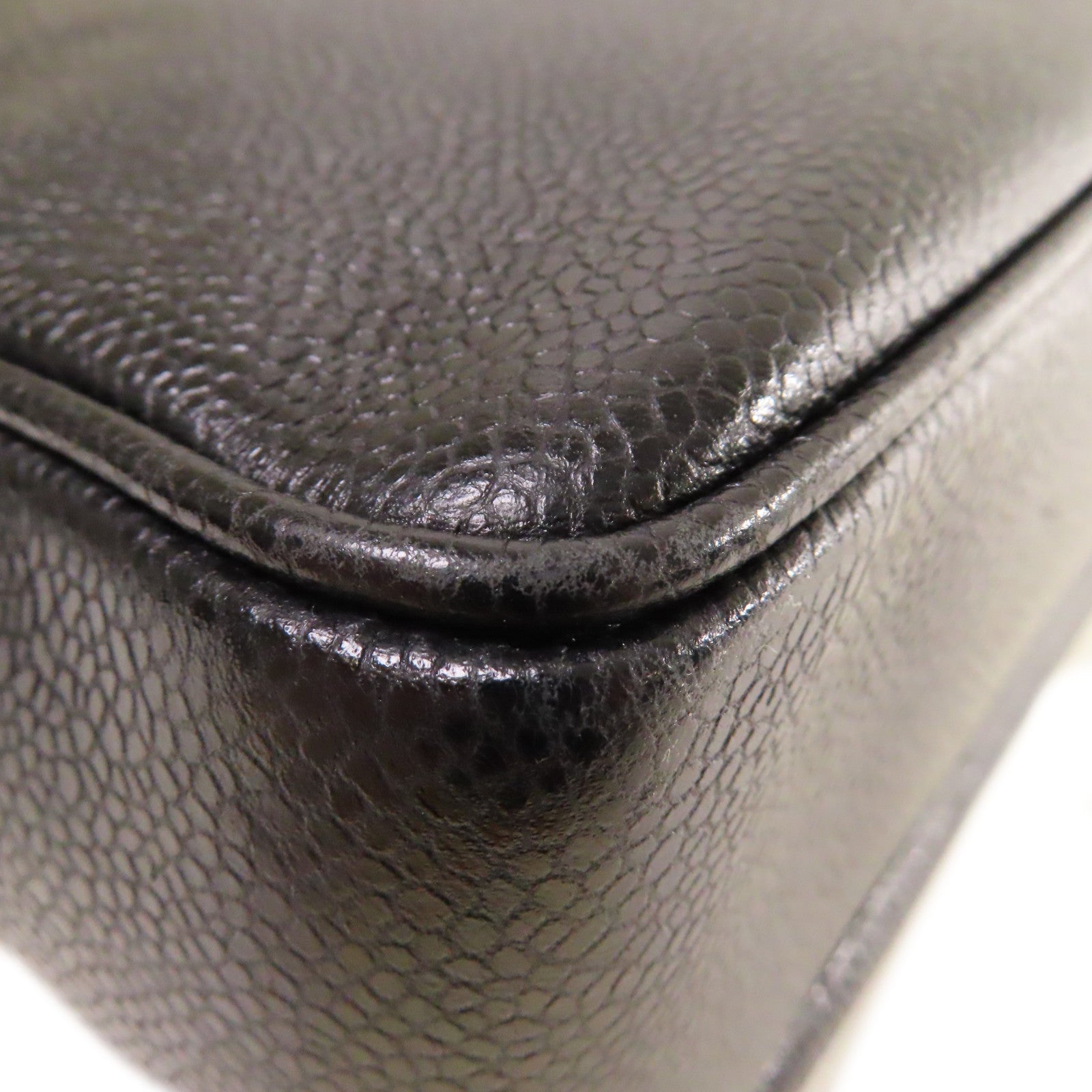 CHANEL **【激減優惠】Caviar皮革Vintage Shoulder Bag金扣鏈帶肩背袋黑色