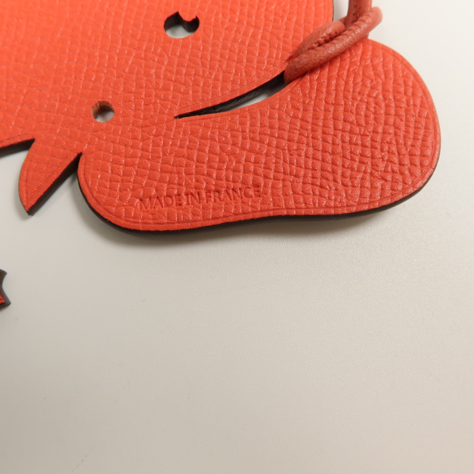 HERMES Epsom皮革Petit H Charm掛飾Capucine