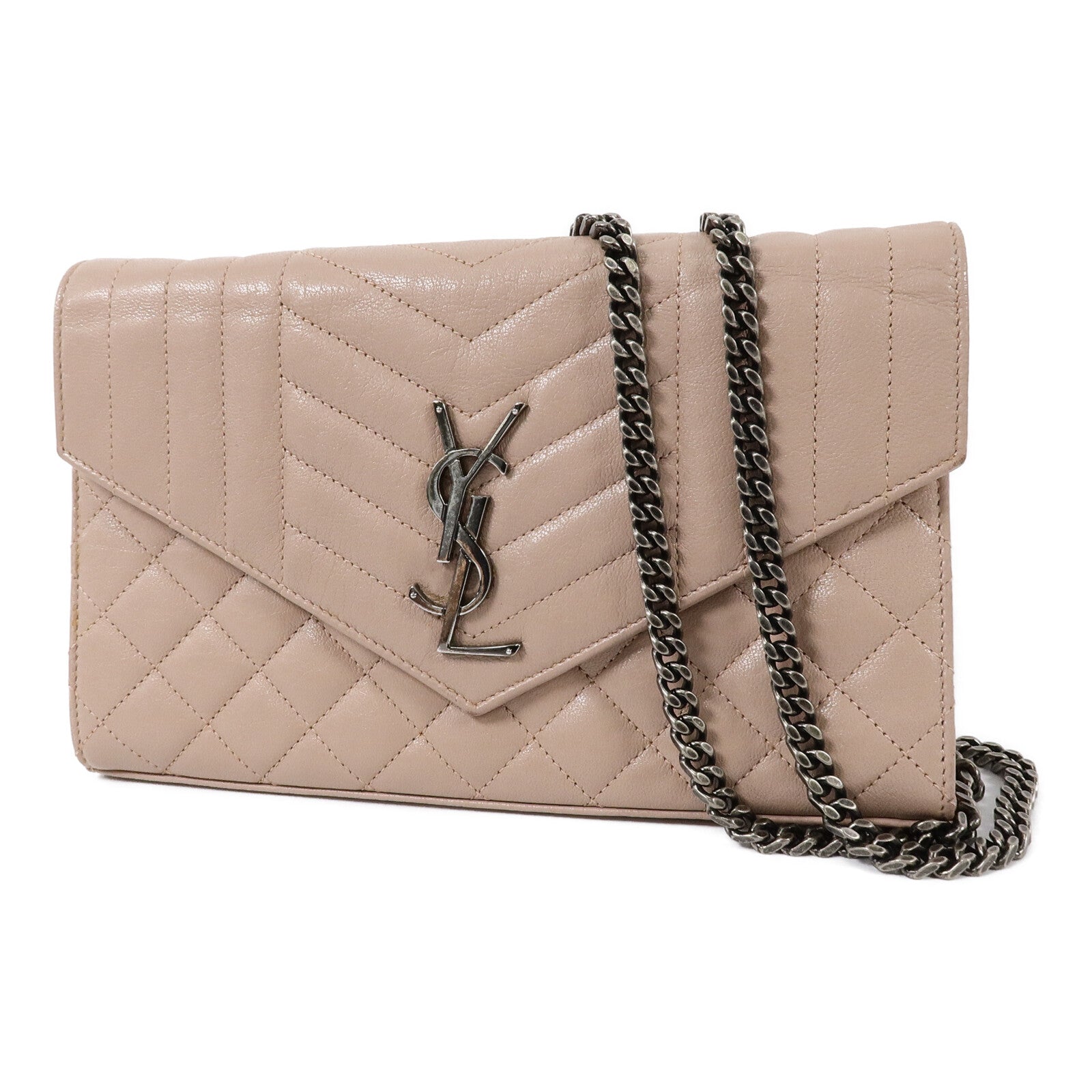 SAINT LAURENT 牛皮皮革Envelope WOC鏈帶肩背袋