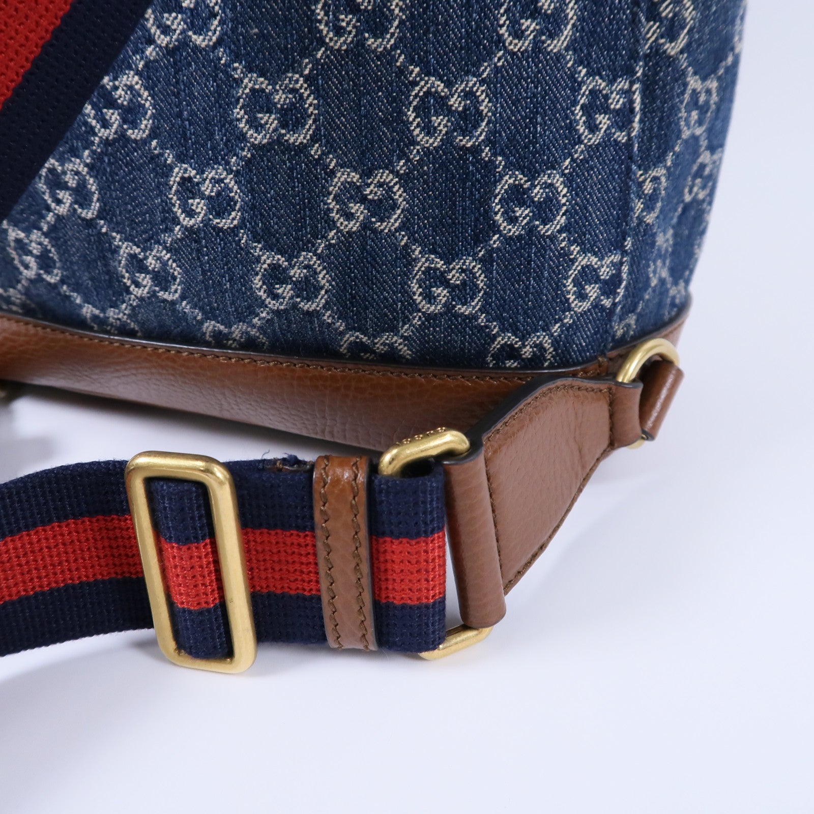 GUCCI 牛仔布/牛皮皮革GG Backpack背包
