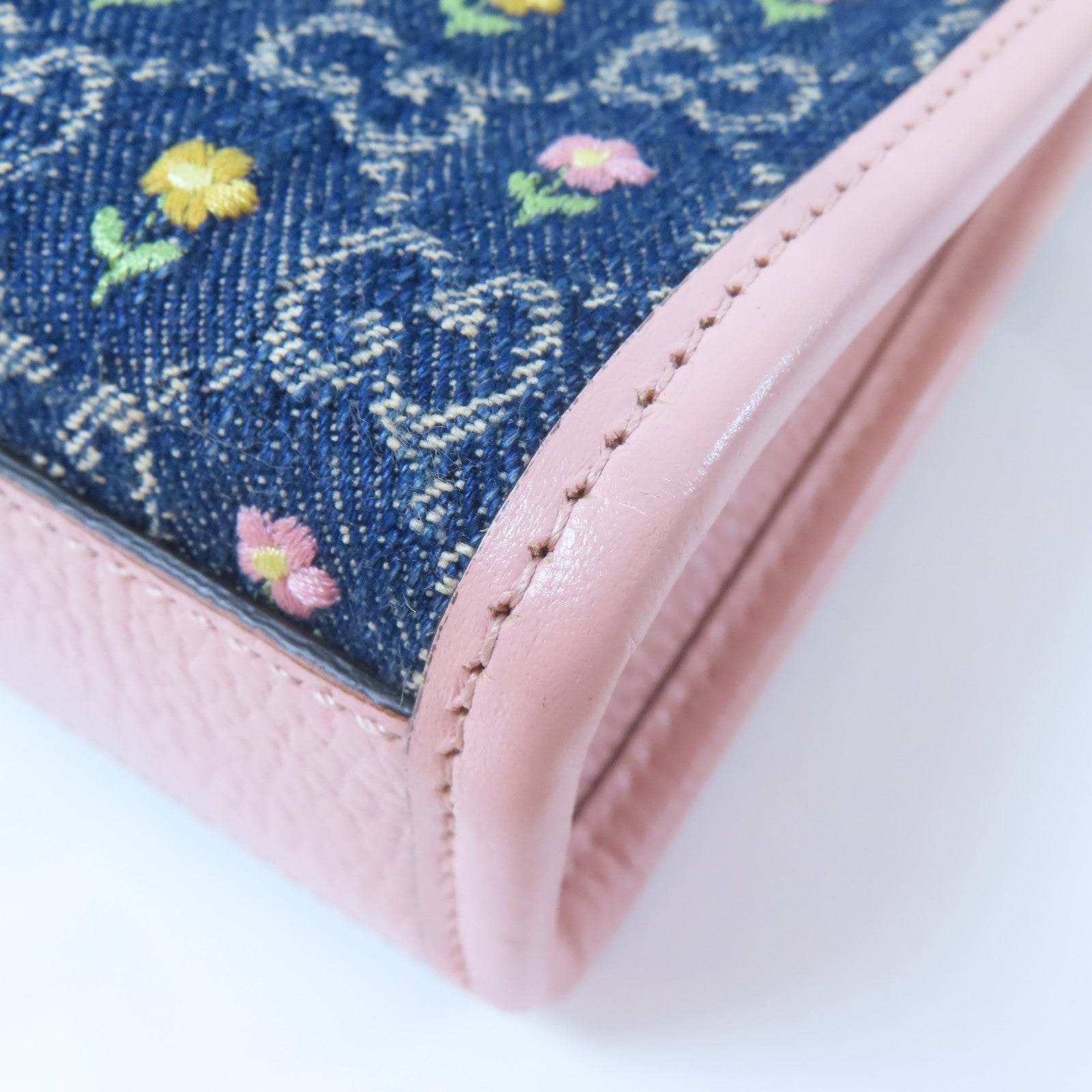 GUCCI 【激減優惠】牛仔布/皮革Ophidia Tote銀扣肩背袋藍色/粉紅色
