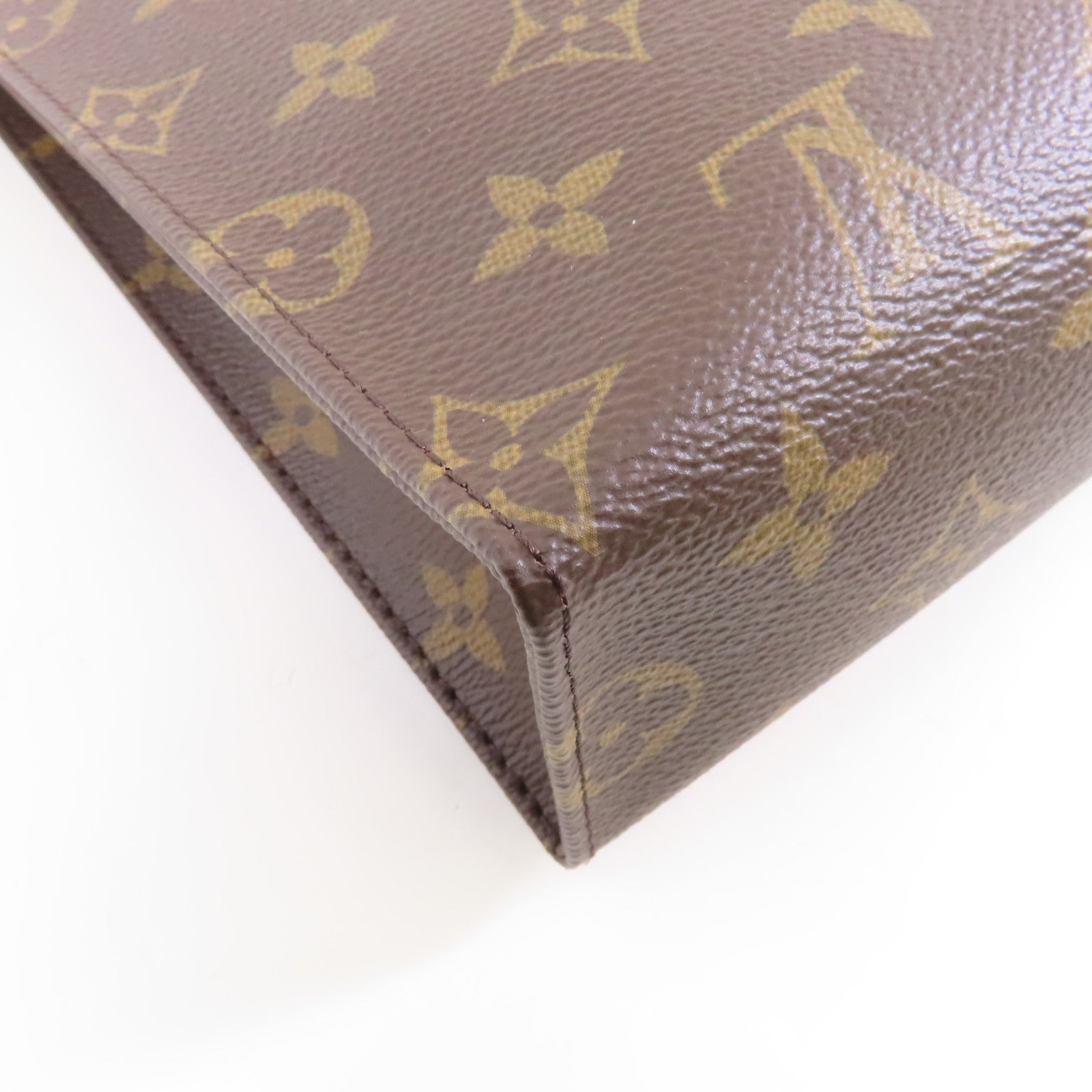 LOUIS VUITTON Monogram Pouch金扣手拿包啡色