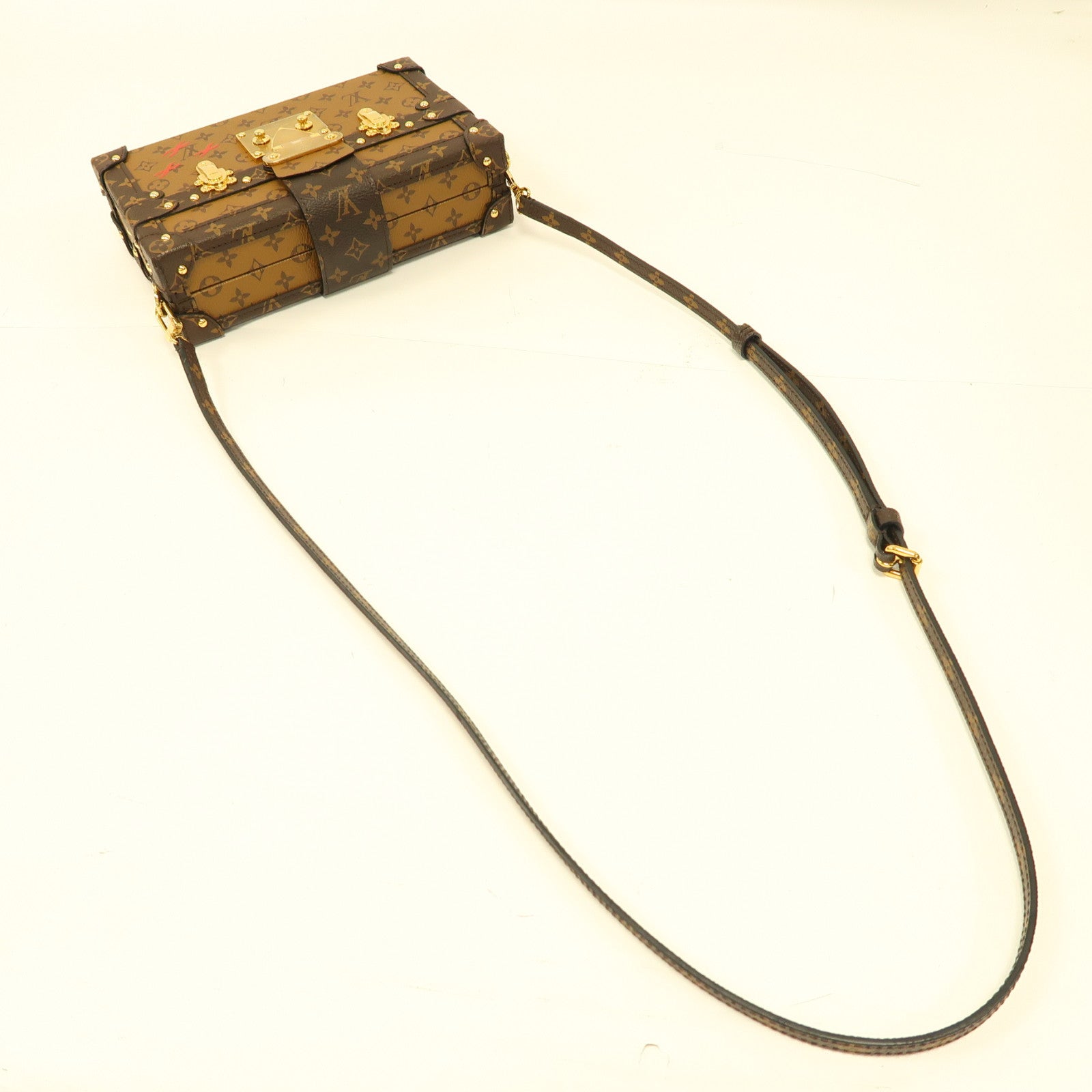 LOUIS VUITTON Monogram Reverse Petite Malle金扣肩背袋啡色