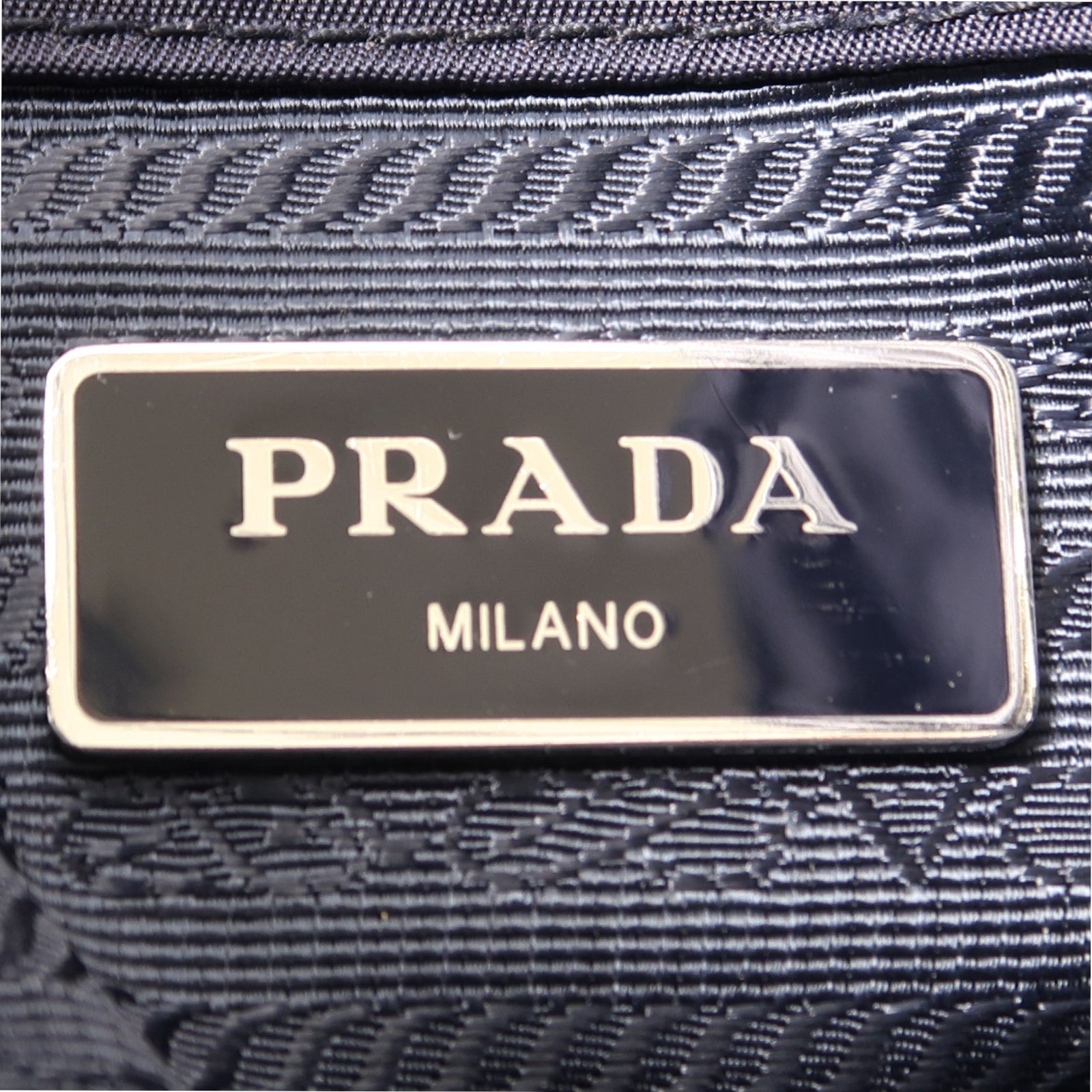 PRADA 尼龍Tote Bag銀扣肩背袋深藍色