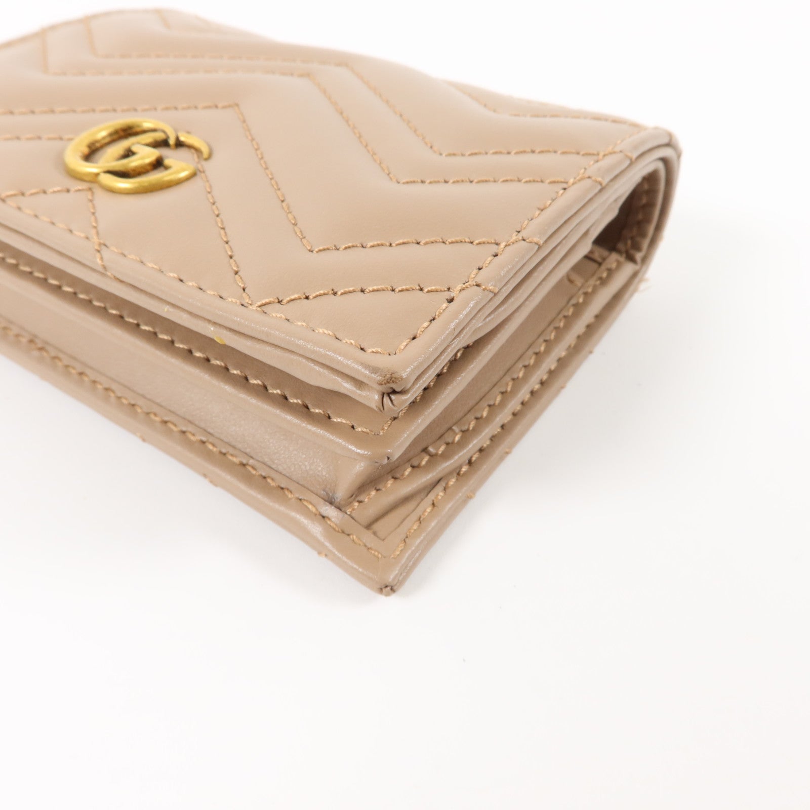 GUCCI 牛皮皮革GG Marmont Card Case Wallet金扣錢包