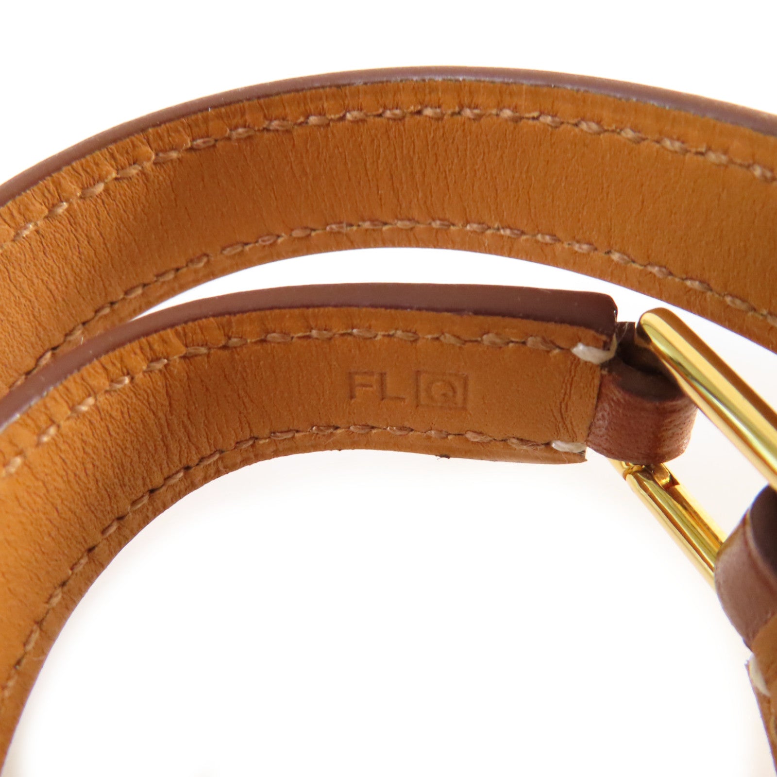 HERMES 【激減優惠】Box Calf皮革Rivile Double Tour XS Bracelet金扣手鏈 Fauve太妃色