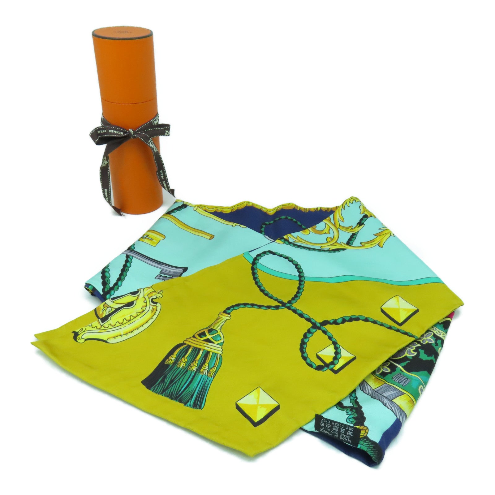 HERMES 【激減優惠】絲質Maxi Twilly絲巾藍色/綠色/黃色