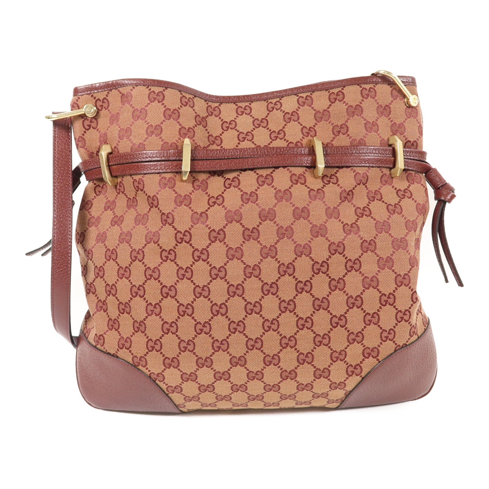 GUCCI 帆布Horsebit 1955金扣肩背袋