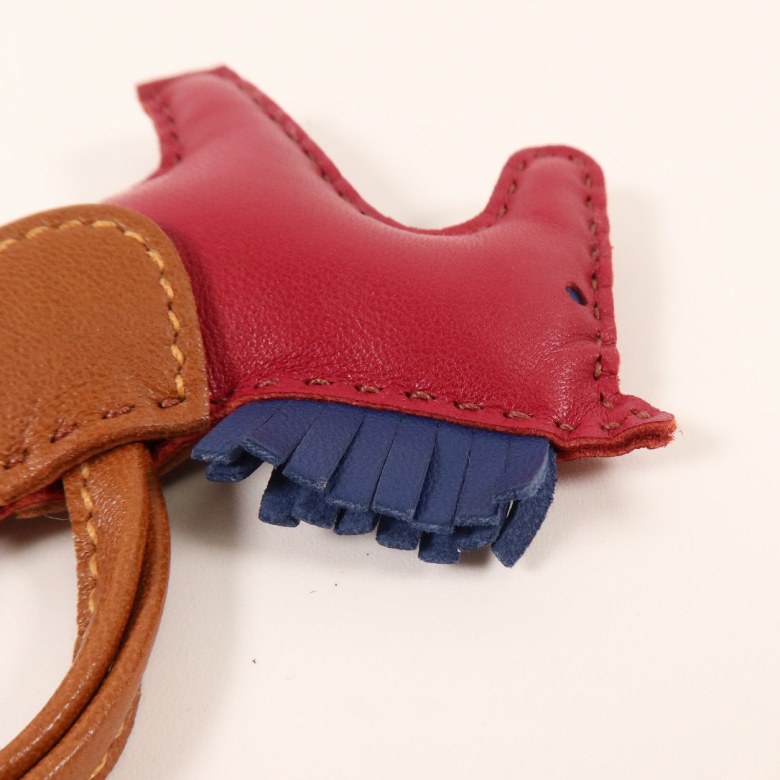 HERMES Milo皮革Rodeo PM掛飾Rubis/Fauve/Blue