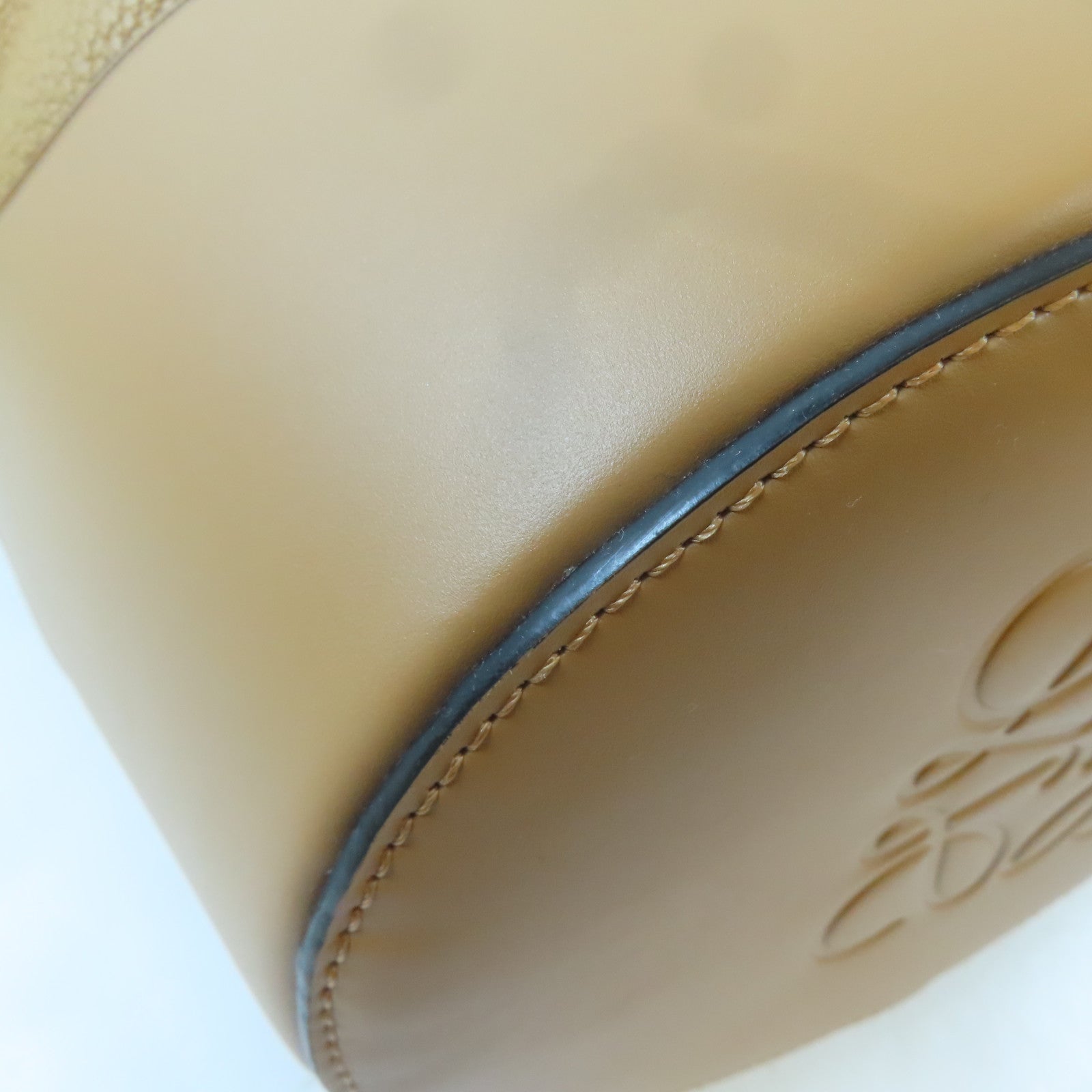 LOEWE 牛皮皮革Balloon Bag銀扣手挽肩背兩用袋啡色