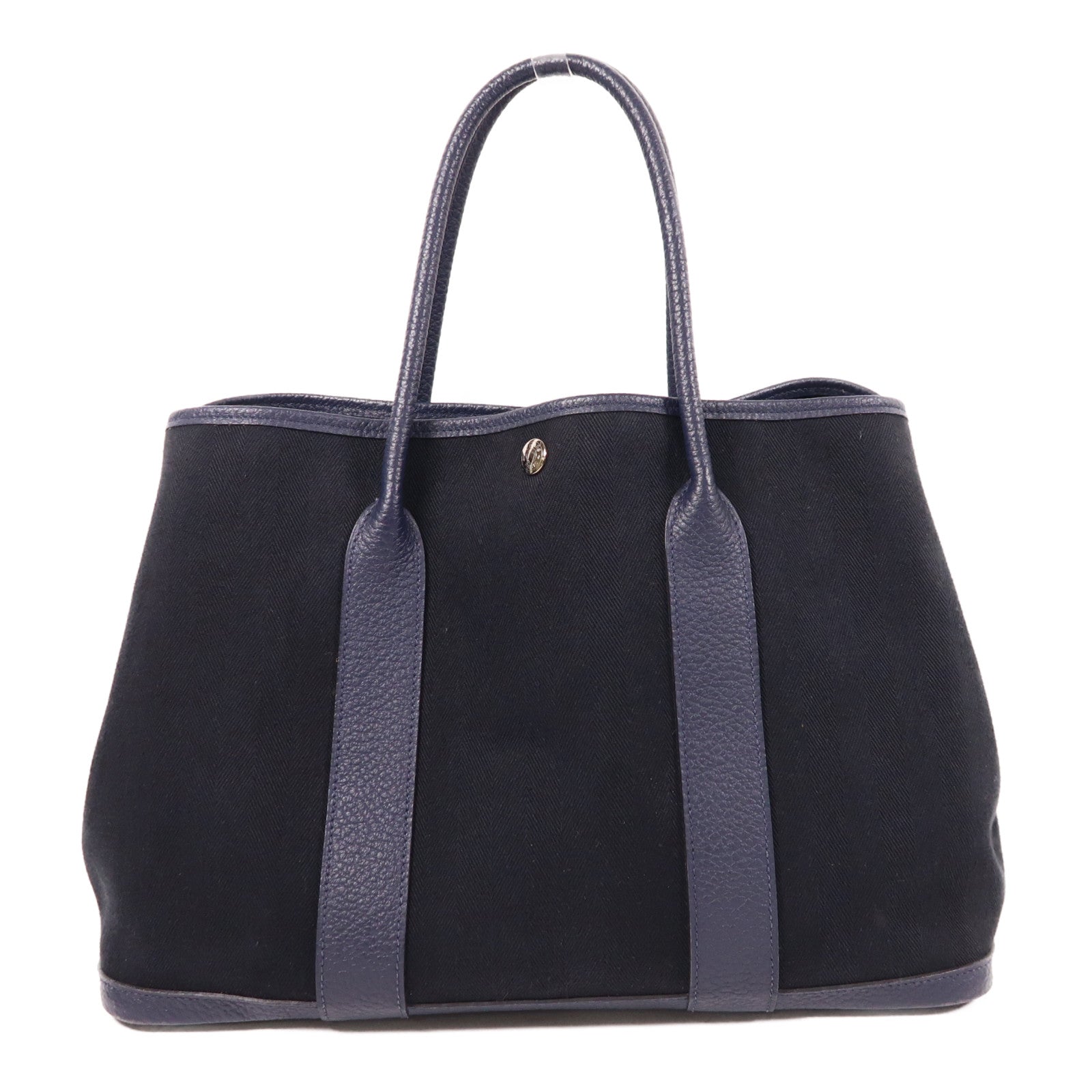HERMES 帆布Garden Party PM銀扣手挽袋
