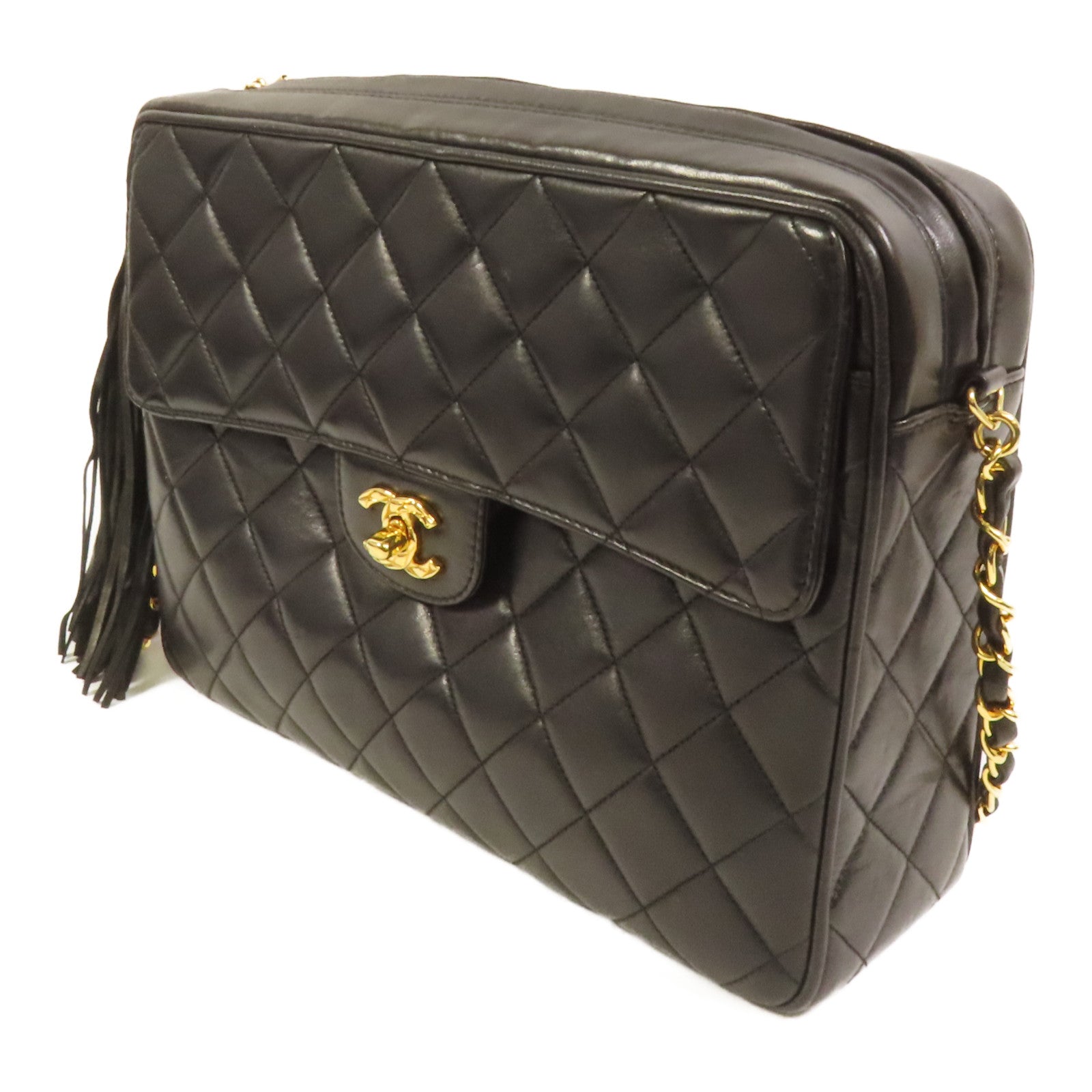CHANEL 羊皮皮革Vintage Chain Shoulder Bag金扣鏈帶肩背袋