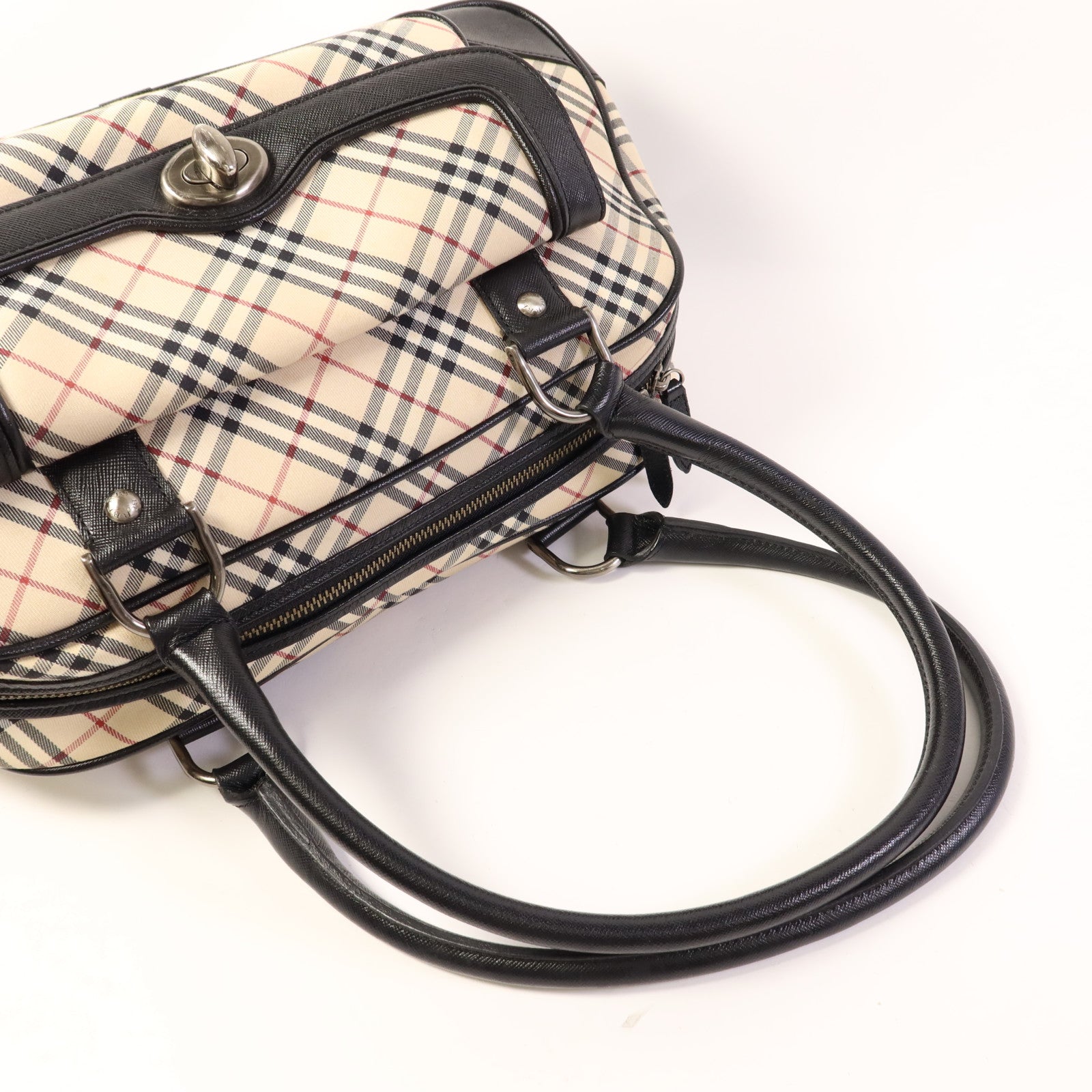 BURBERRY 帆布Shoulder Bag銀扣肩背袋
