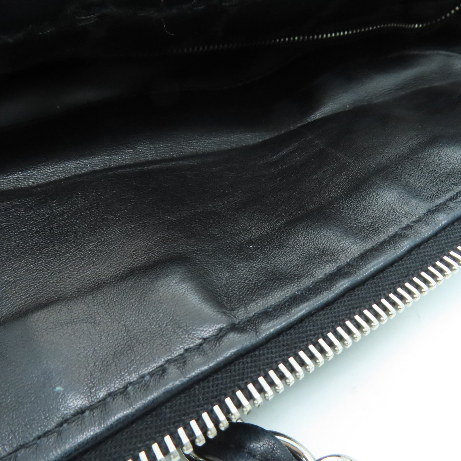 CHANEL 菱格羊皮皮革Chain Shoulder Bag银扣链带肩背袋黑色