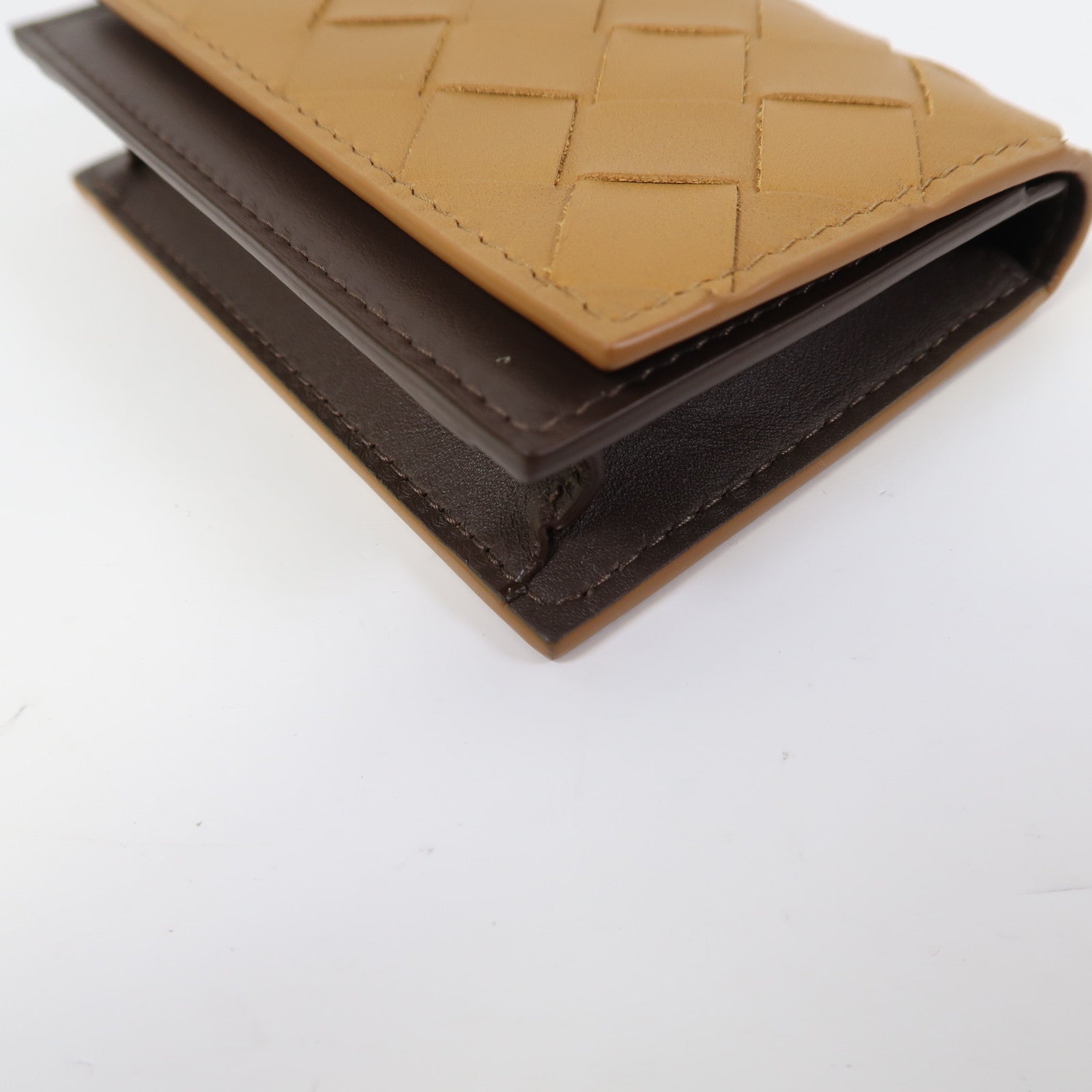 BOTTEGA VENETA 【激減優惠】織紋皮革Card Case卡片套棕色/淺棕色