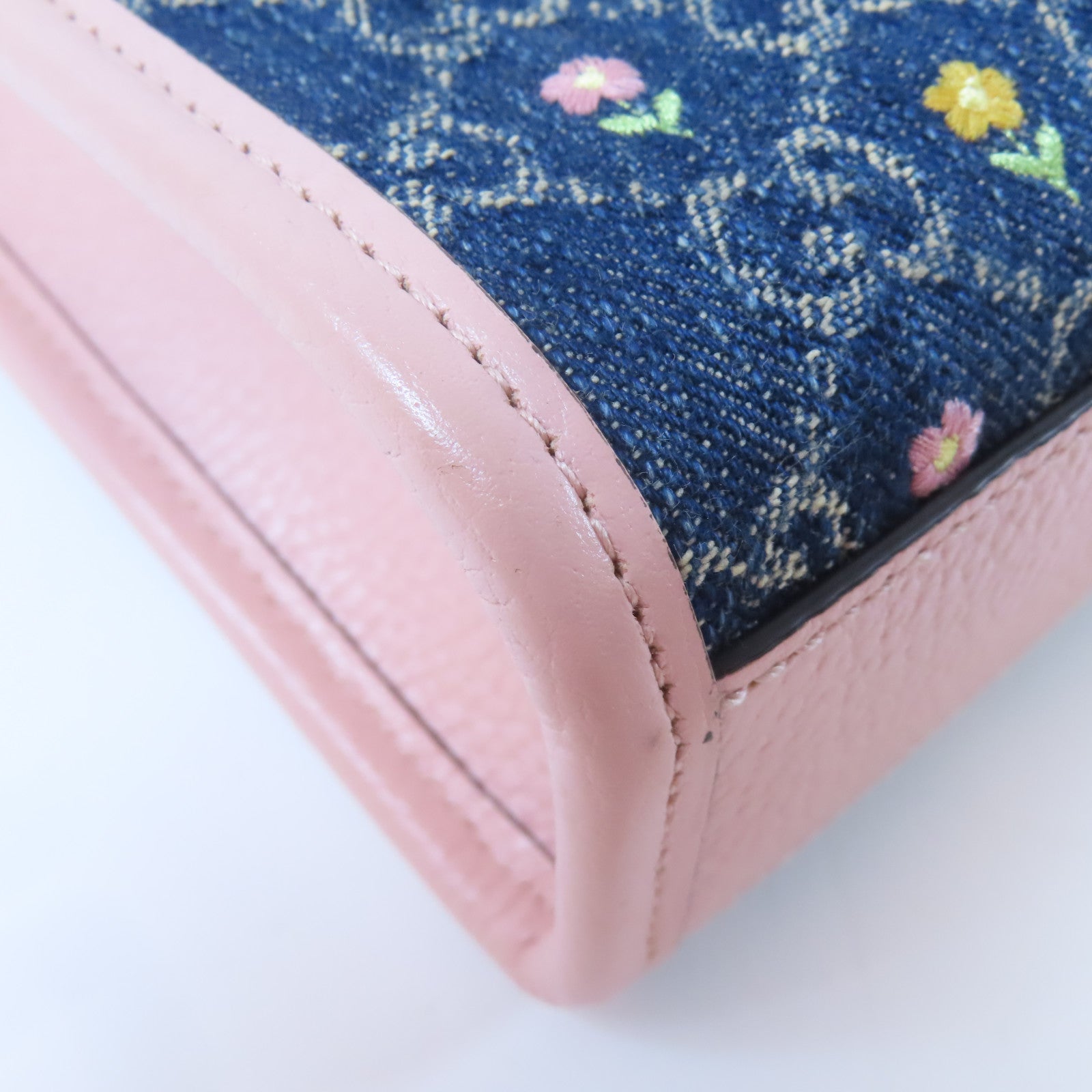 GUCCI 【激減優惠】牛仔布/皮革Ophidia Tote銀扣肩背袋藍色/粉紅色