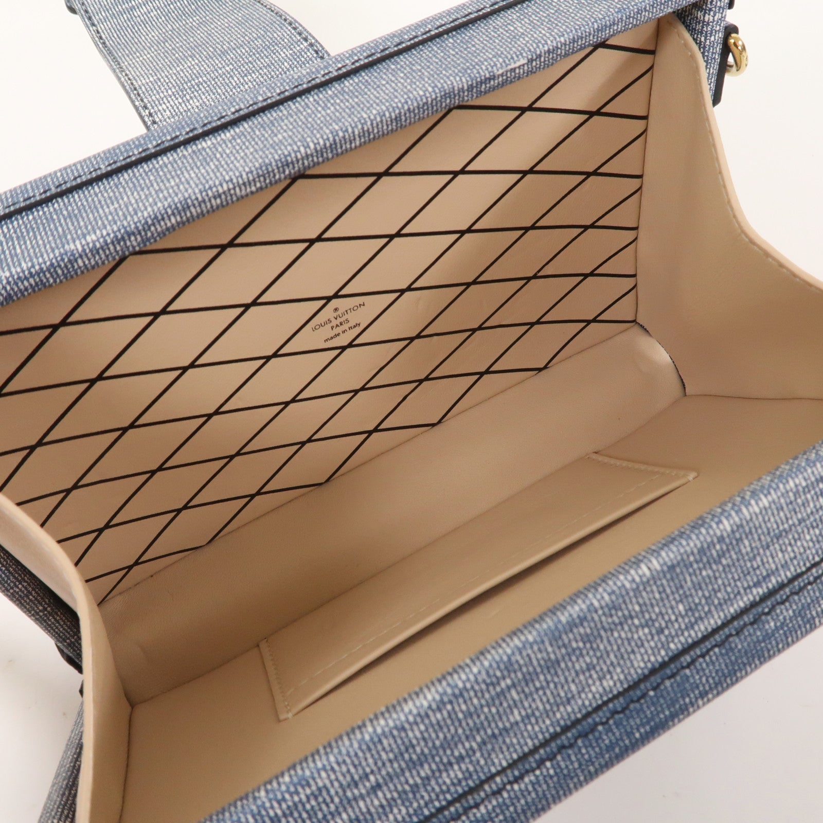 LOUIS VUITTON 【激減優惠】塗層帆布Denim Petite Malle金扣肩背袋藍色