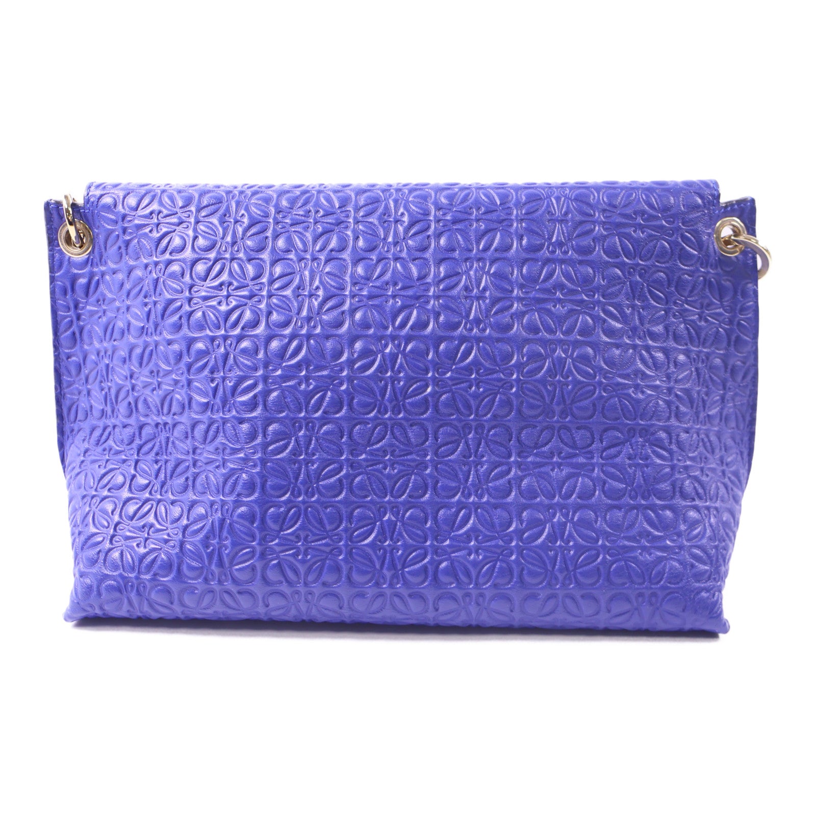 LOEWE 牛皮皮革Shoulder Bag金扣肩背袋藍色