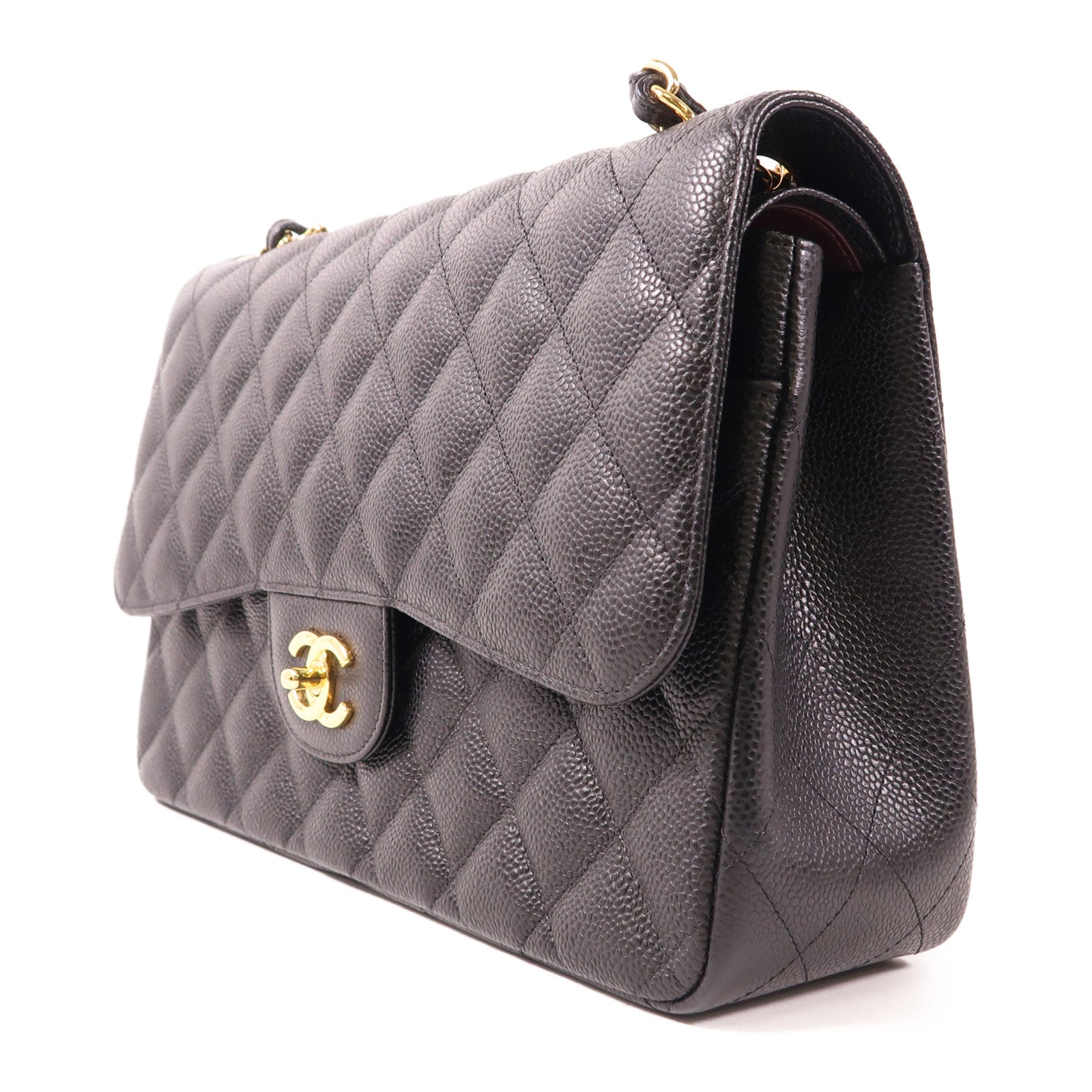 CHANEL 牛皮皮革Large Classic金扣鏈帶肩背袋