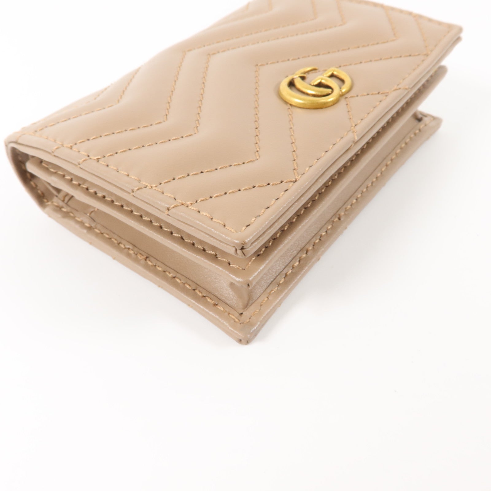 GUCCI 牛皮皮革GG Marmont Card Case Wallet金扣錢包