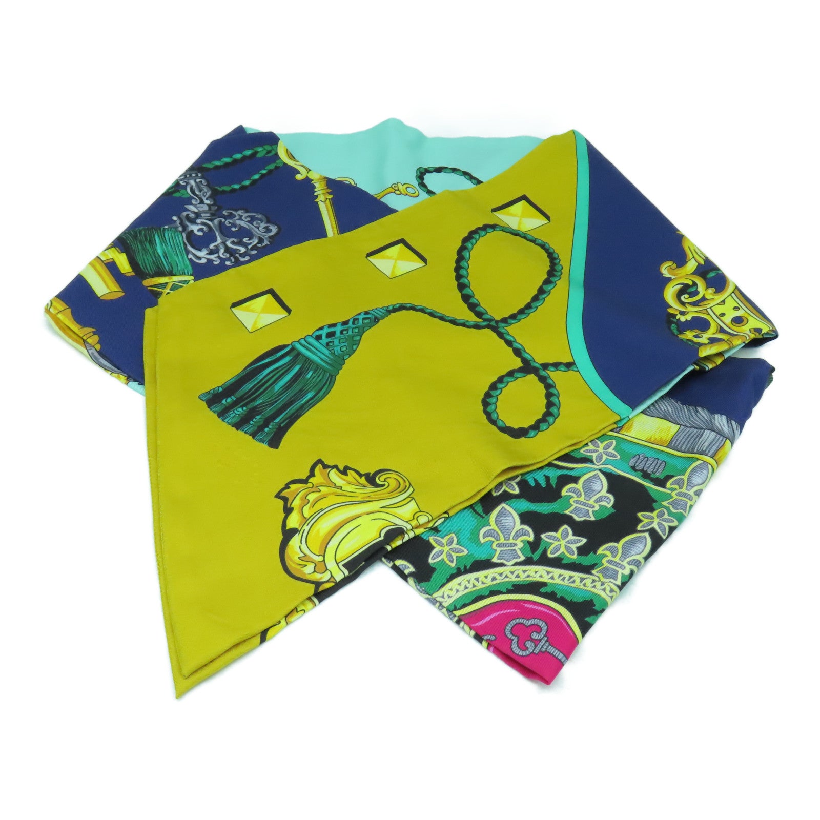 HERMES 【激減優惠】絲質Maxi Twilly絲巾藍色/綠色/黃色