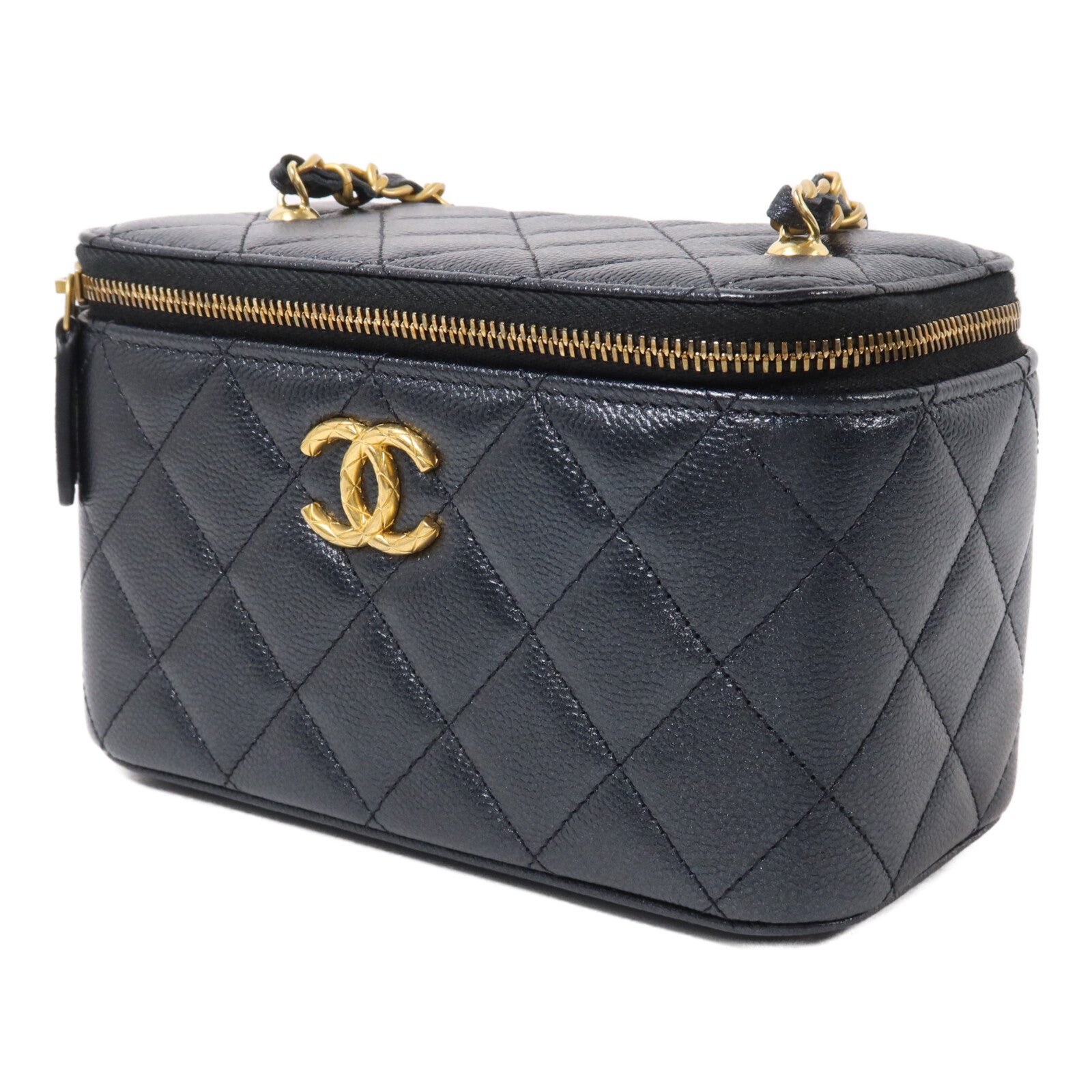 CHANEL 牛皮皮革Vanity Case鏈帶肩背袋