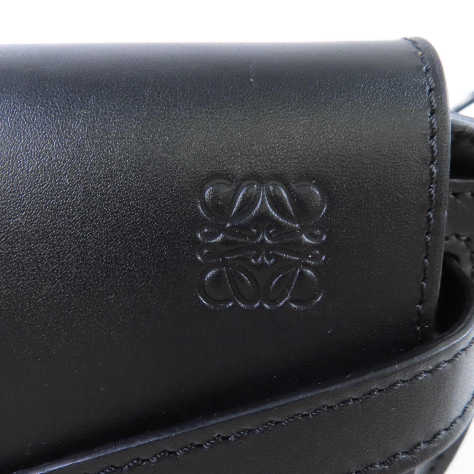 LOEWE 【激減優惠】牛皮皮革Mini Gate Shoulder Bag銀扣肩背袋黑色