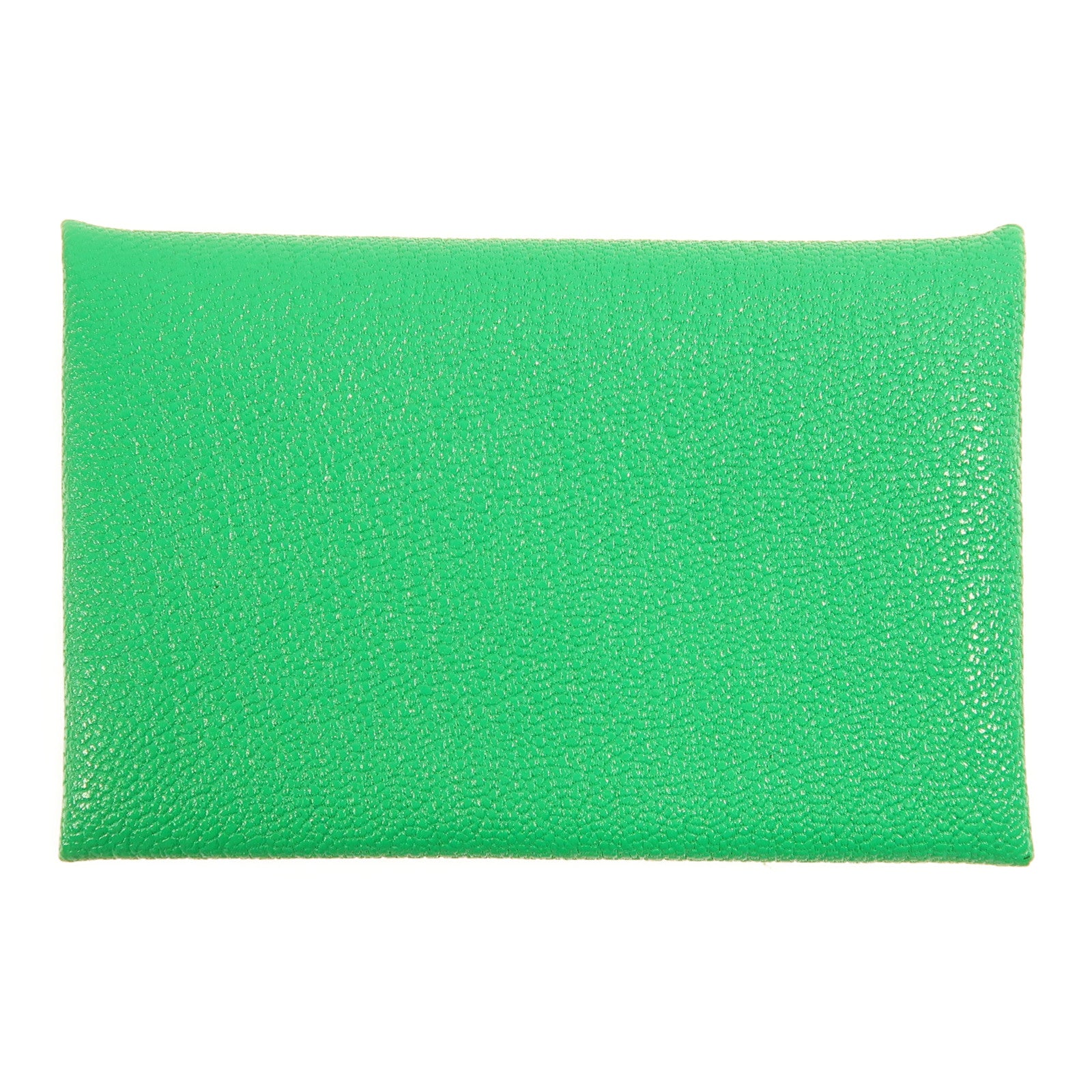 HERMES Chevre皮革Calvi Verso Card Holder銀扣卡片套Menthe綠色