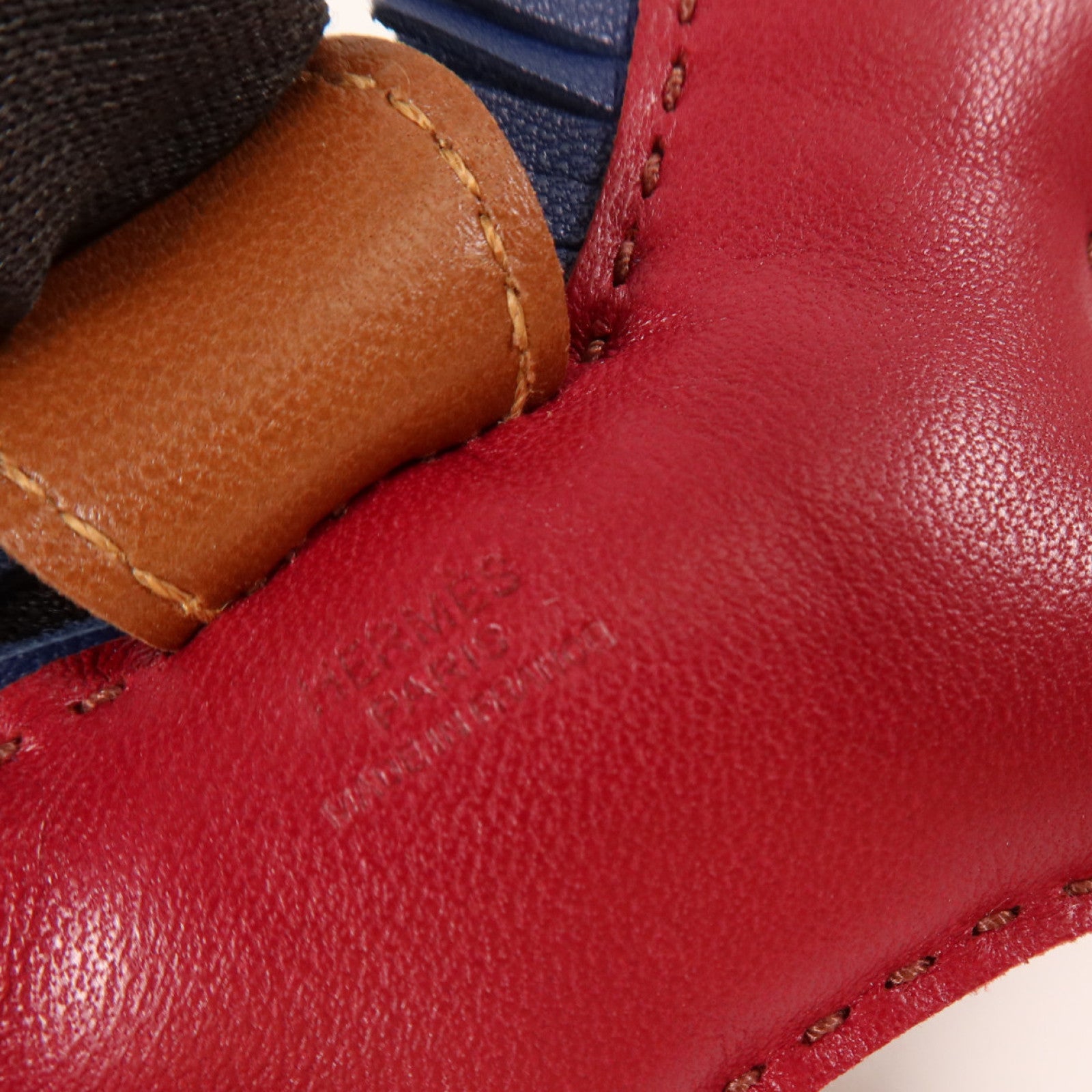 HERMES Milo皮革Rodeo PM掛飾Rubis/Fauve/Blue
