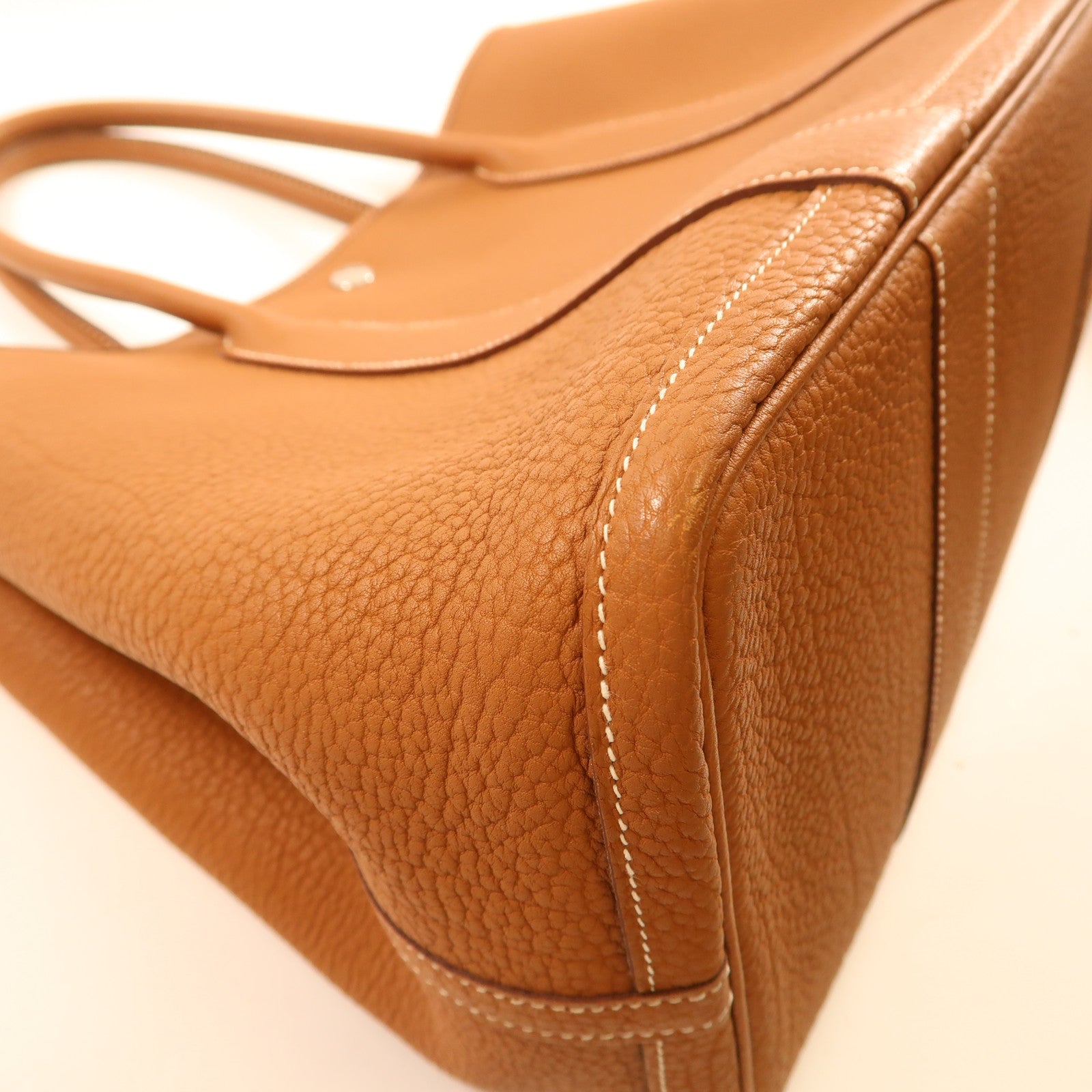 HERMES Negonda皮革Garden Party PM銀扣手挽袋Gold