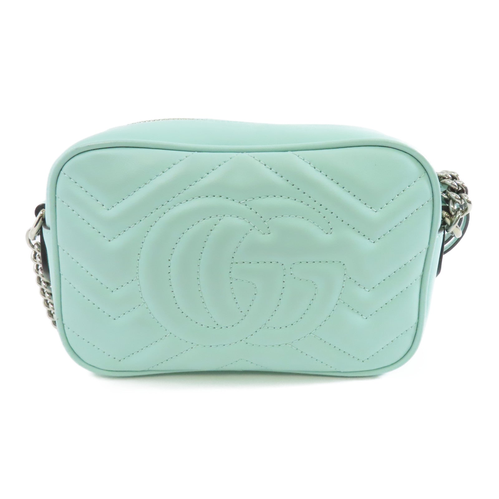 GUCCI 牛皮皮革Shoulder Bag銀扣肩背袋淺綠色