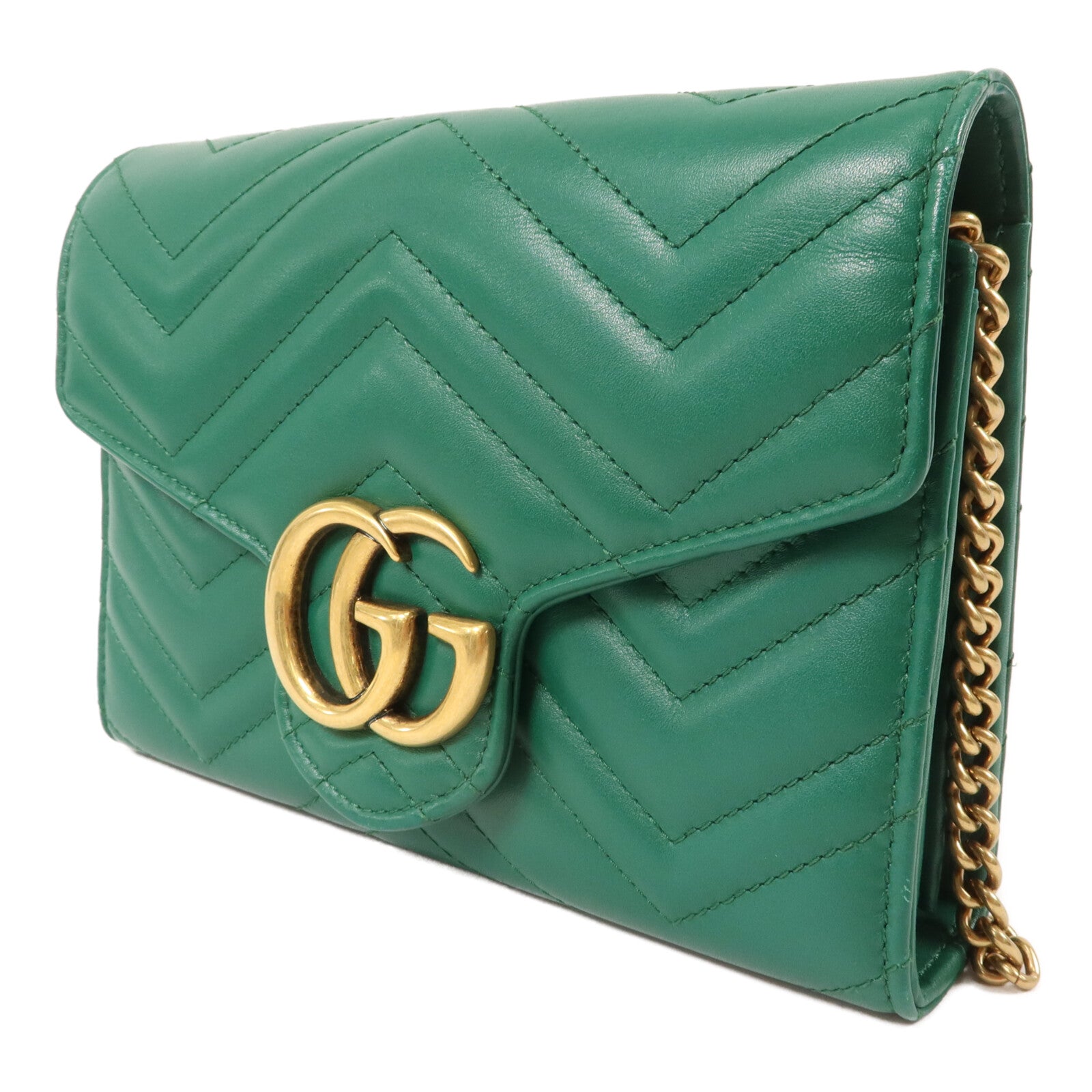 GUCCI 牛皮皮革GG Marmont WOC Wallet On Chain鏈帶肩背袋