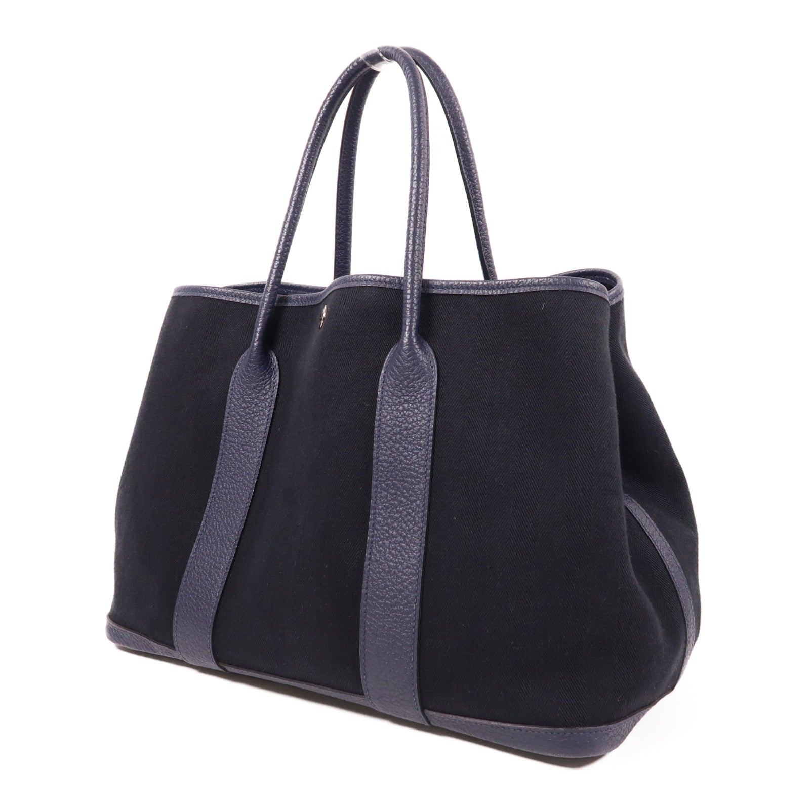 HERMES 帆布Garden Party PM銀扣手挽袋