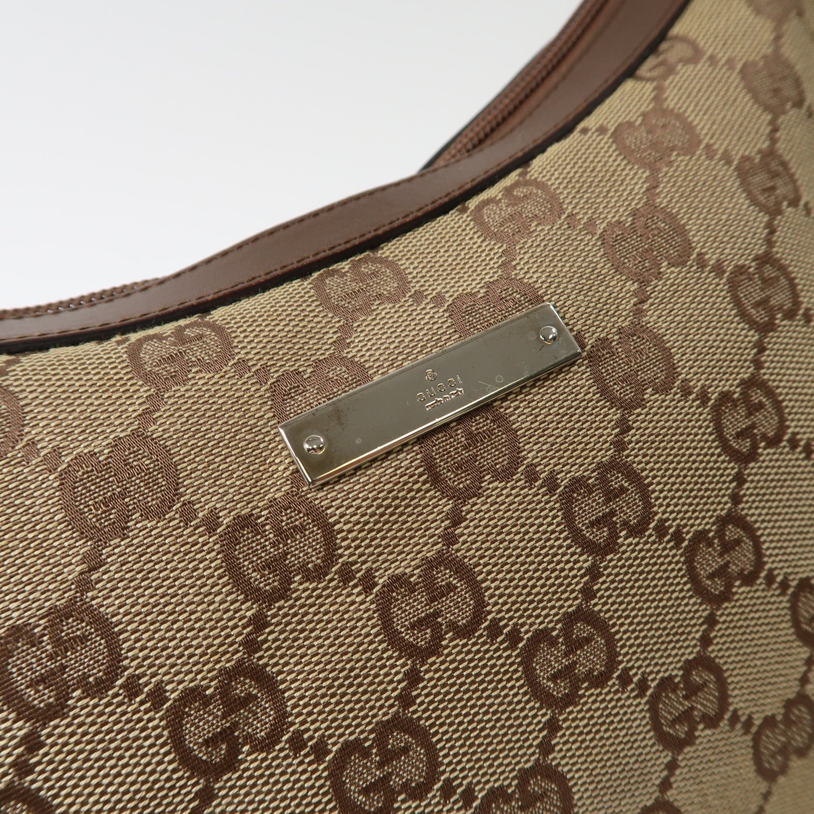 GUCCI 帆布Shoulder Bag銀扣肩背袋啡色