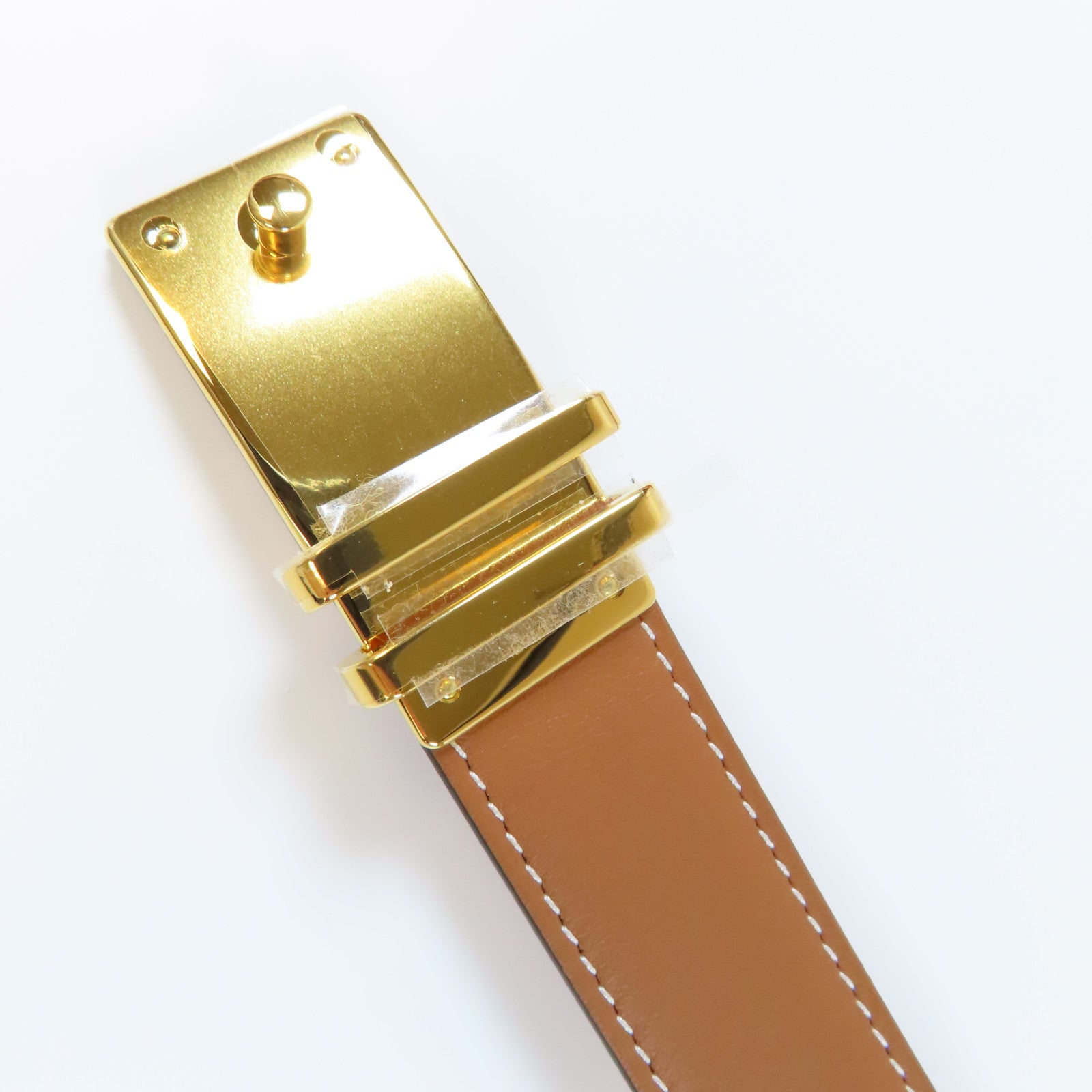 HERMES 【激減優惠】Swift皮革Elan Pocket 24 Belt金扣皮帶金色/經典駝色