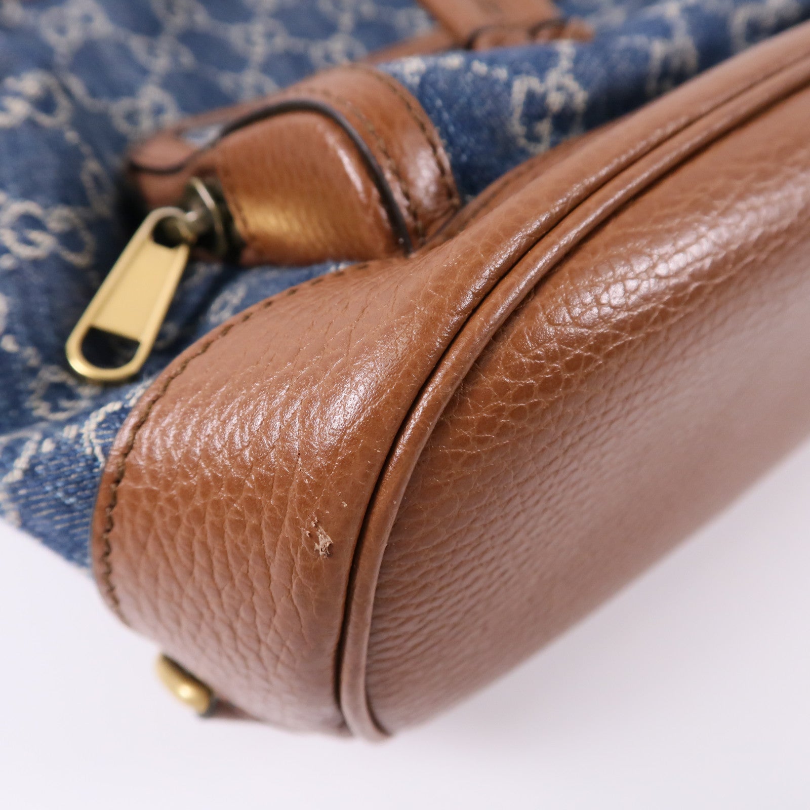 GUCCI 牛仔布/牛皮皮革GG Backpack背包