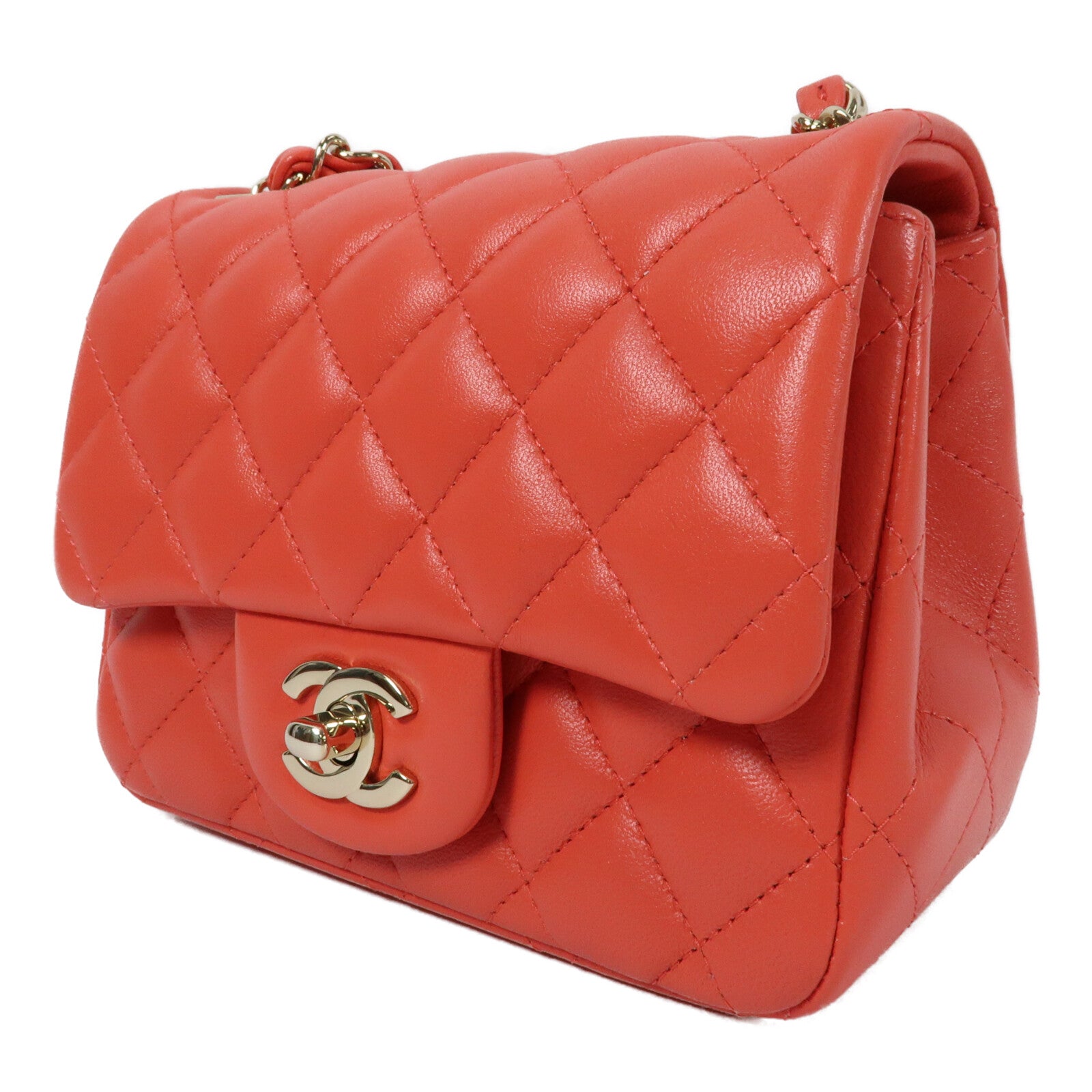 CHANEL 羊皮皮革Mini Classic 17金扣鏈帶肩背袋