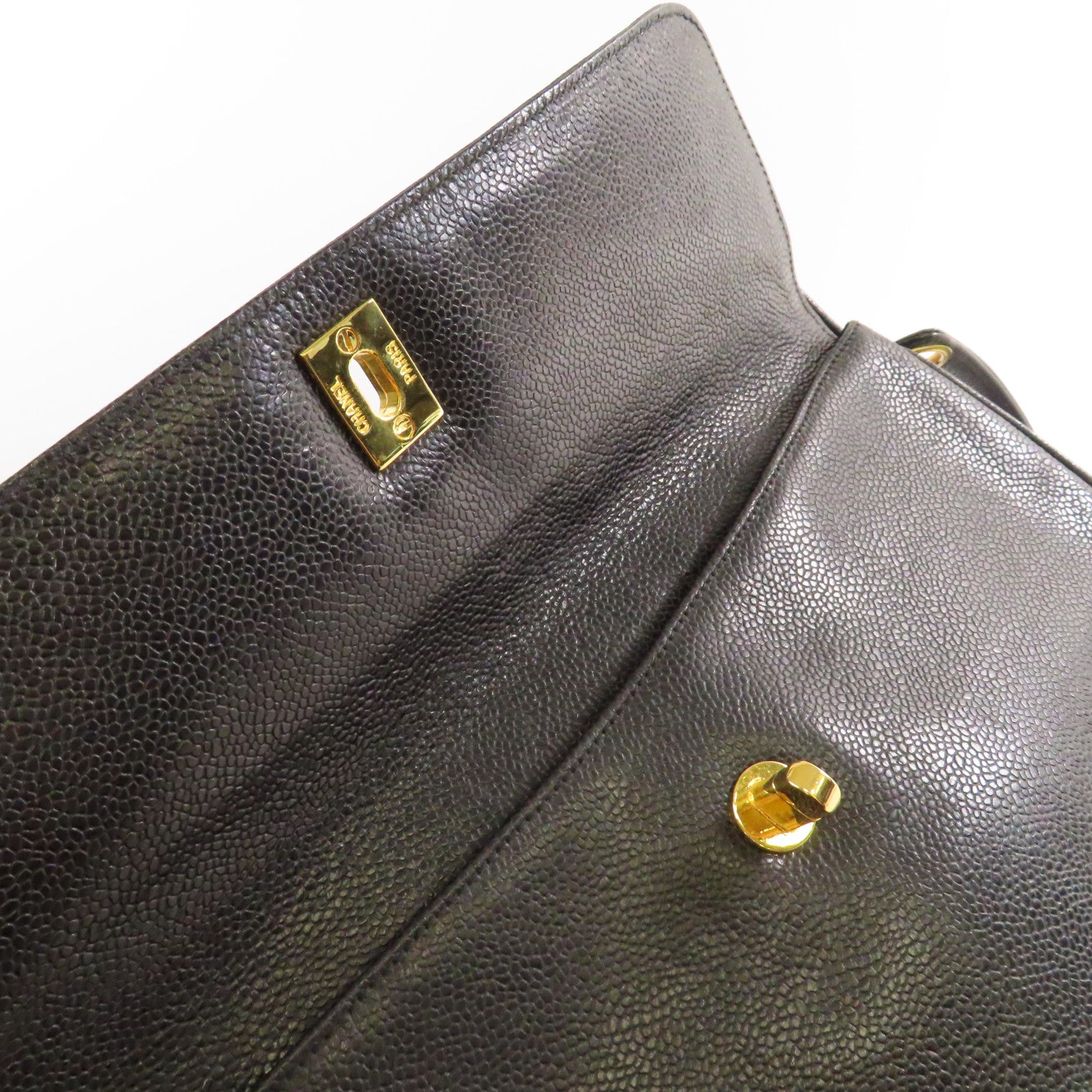 CHANEL **【激減優惠】Caviar皮革Vintage Shoulder Bag金扣鏈帶肩背袋黑色