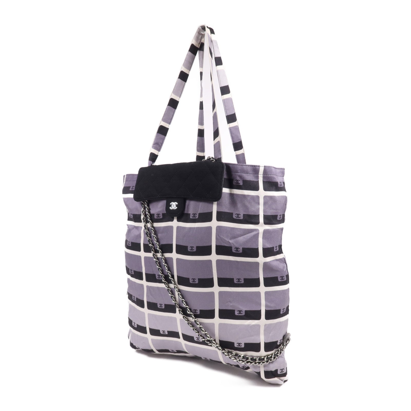 CHANEL 帆布Tote Bag銀扣手挽袋