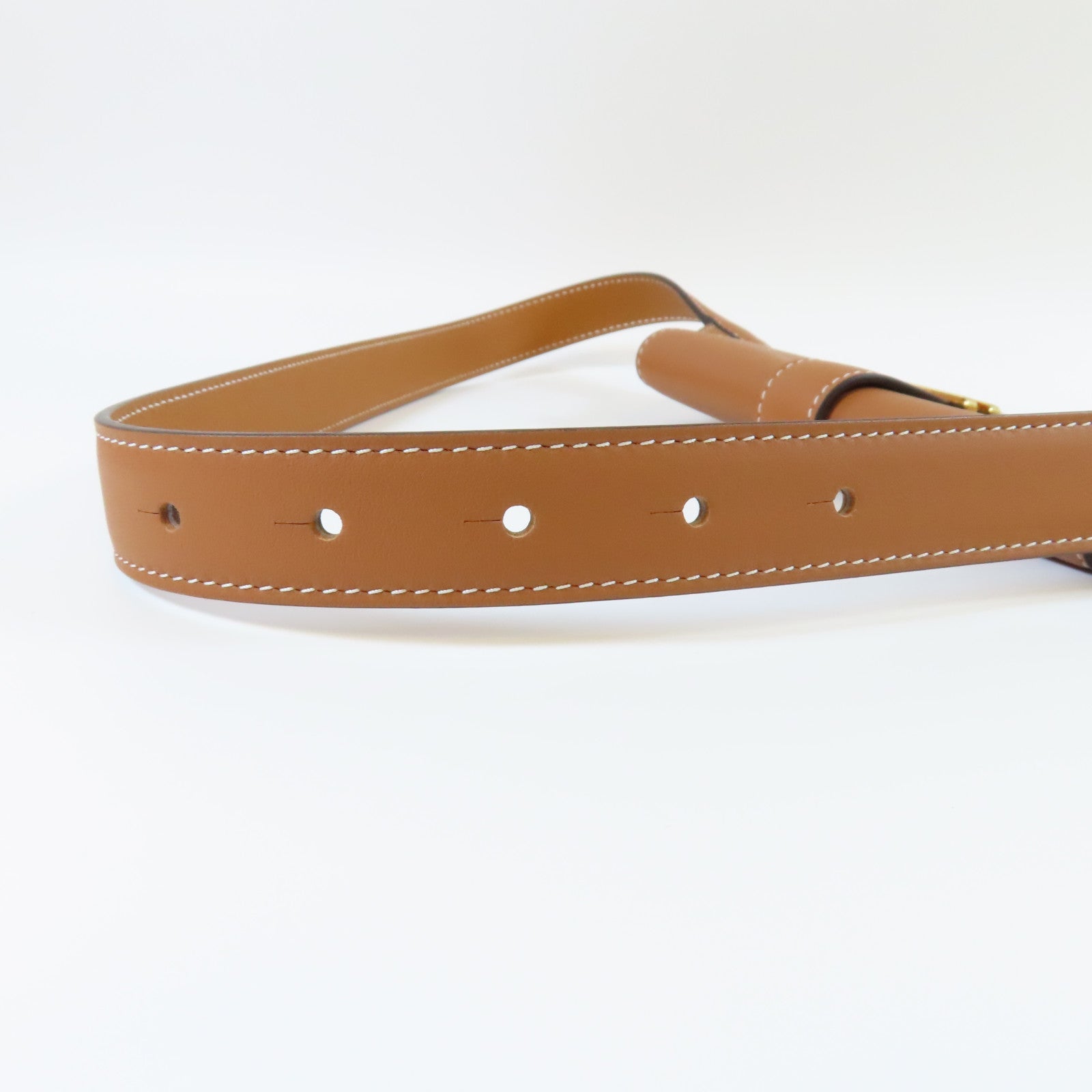 HERMES 【激減優惠】Swift皮革Elan Pocket 24 Belt金扣皮帶金色/經典駝色