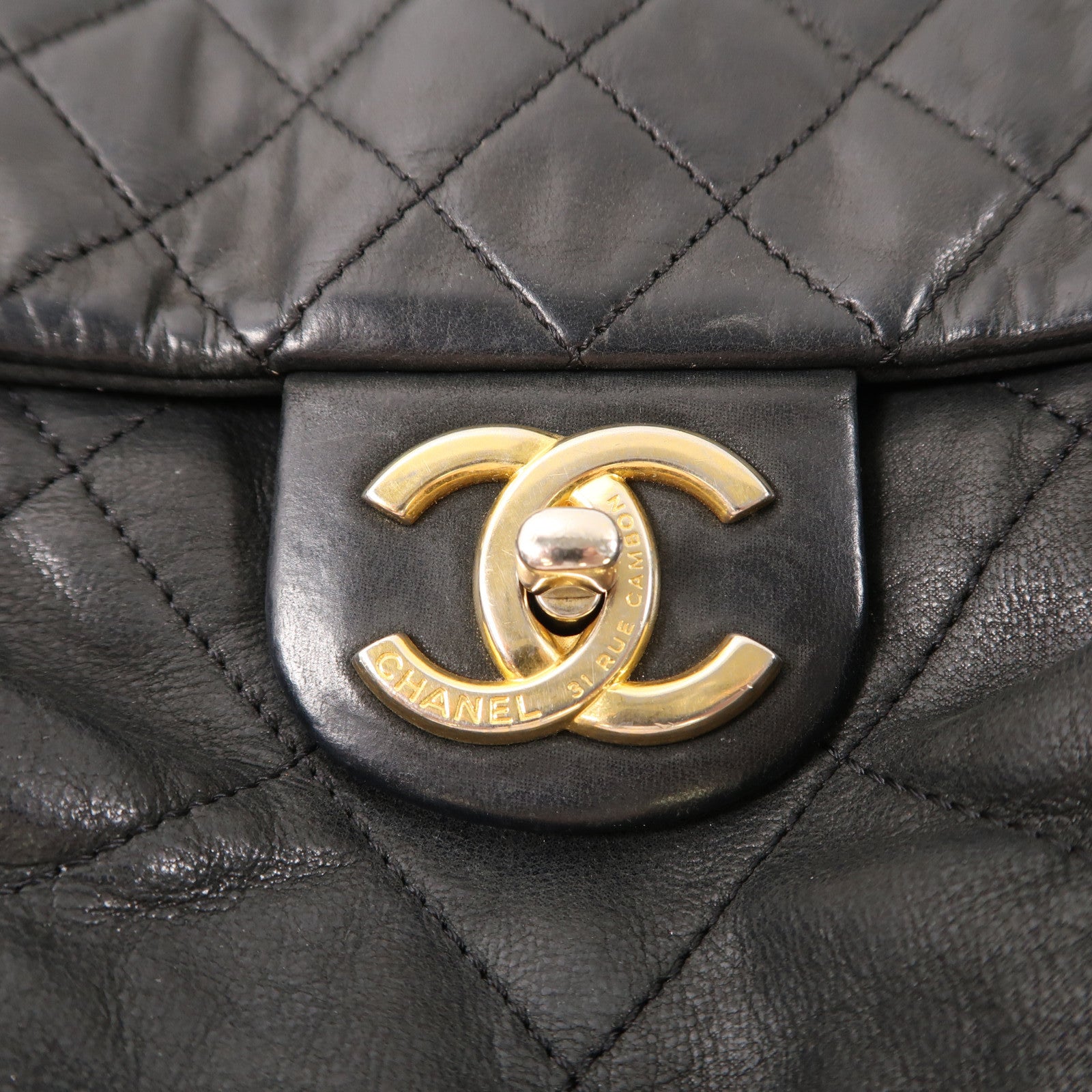 CHANEL 皮革Chain Shoulder Bag金扣鏈帶肩背袋黑色