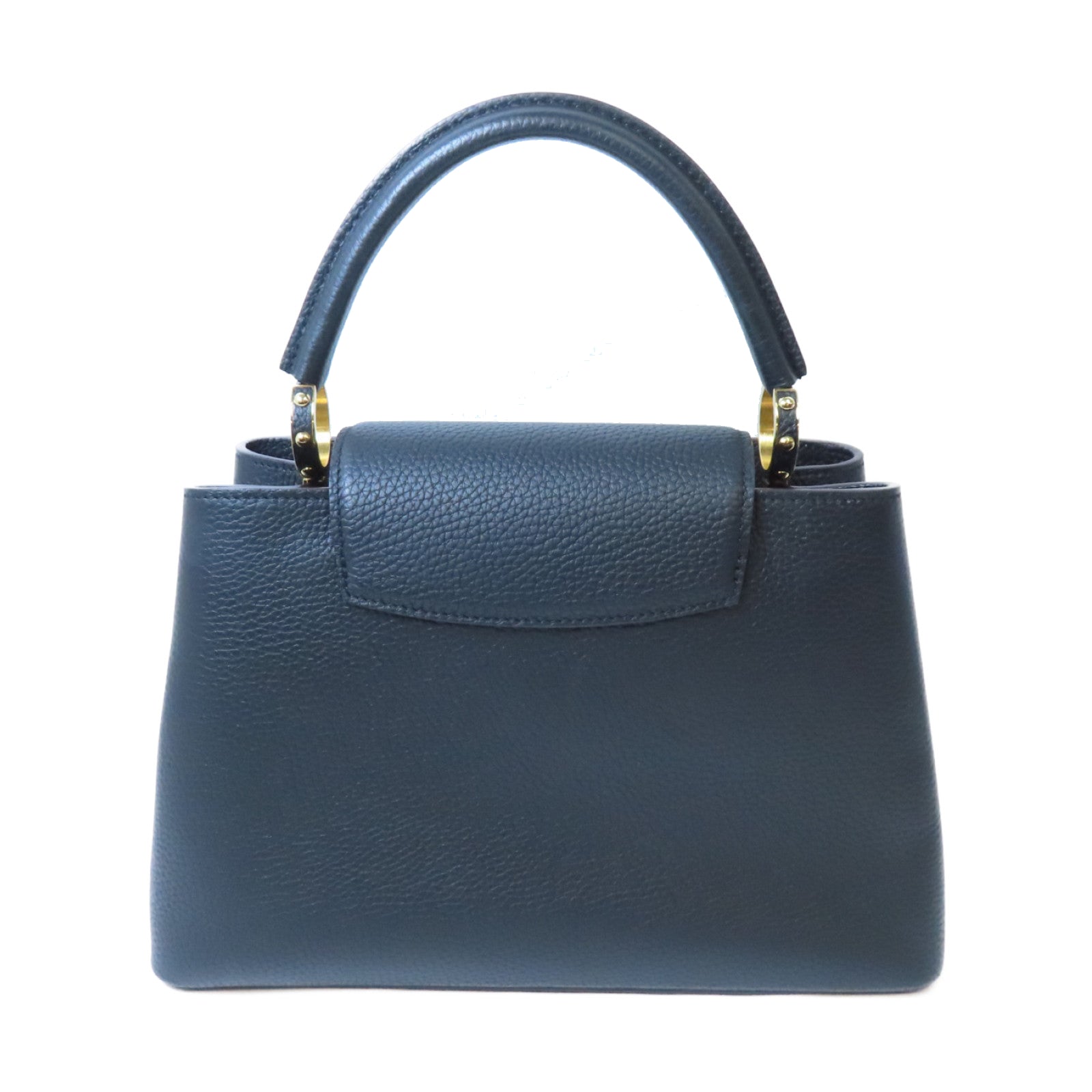 LOUIS VUITTON 牛皮皮革Capucines MM金扣手挽肩背兩用袋黑色