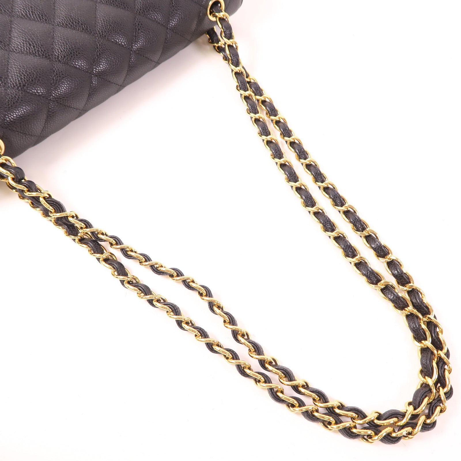 CHANEL 牛皮皮革Large Classic金扣鏈帶肩背袋