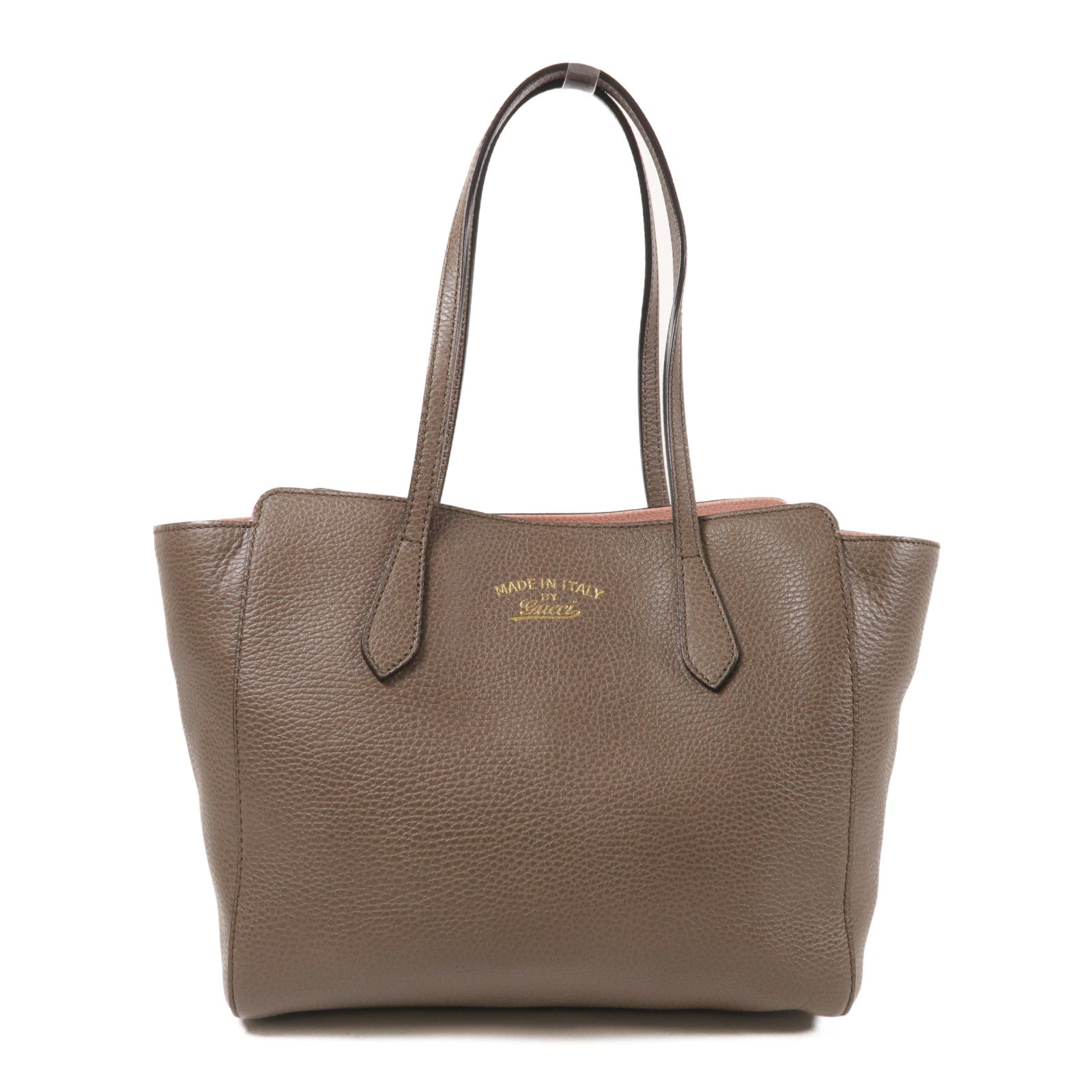 GUCCI GG Swing Shoulder Bag Calfskin Leather Gray/Pink
