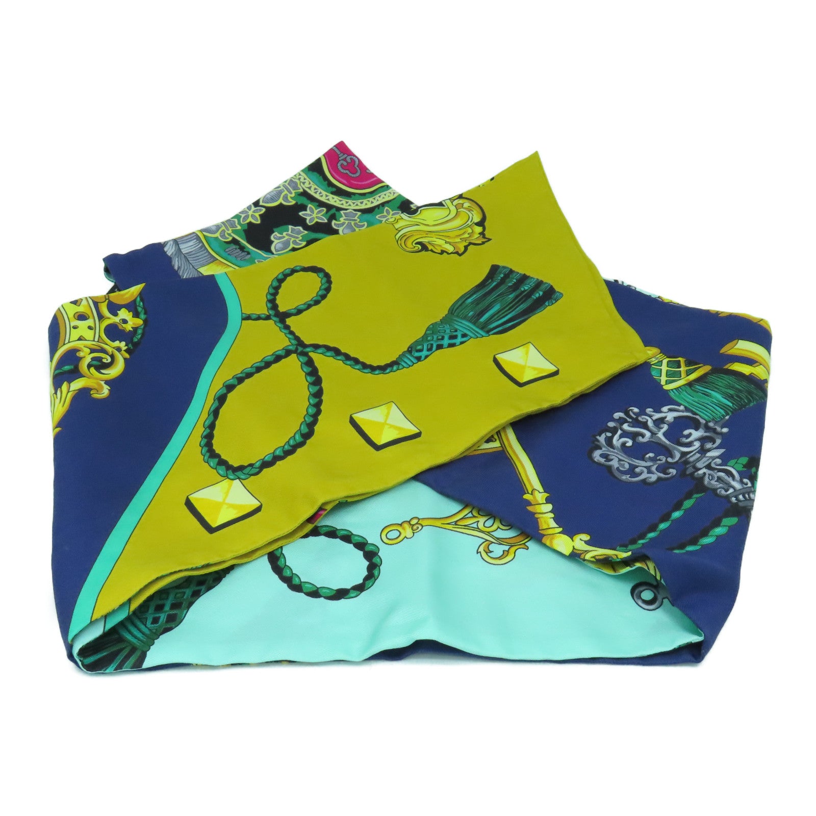 HERMES 【激減優惠】絲質Maxi Twilly絲巾藍色/綠色/黃色