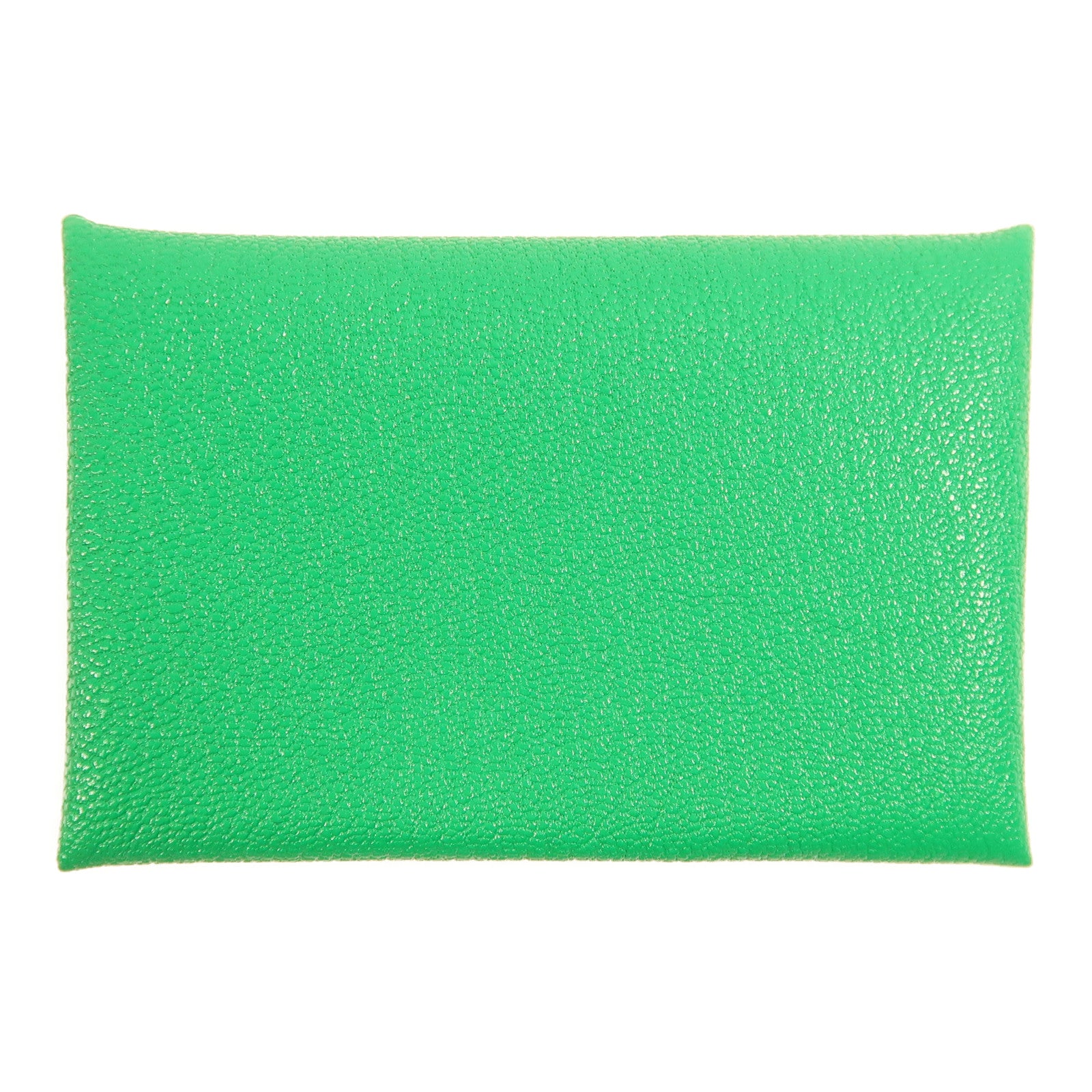 HERMES Chevre皮革Calvi Verso Card Holder銀扣卡片套Menthe綠色
