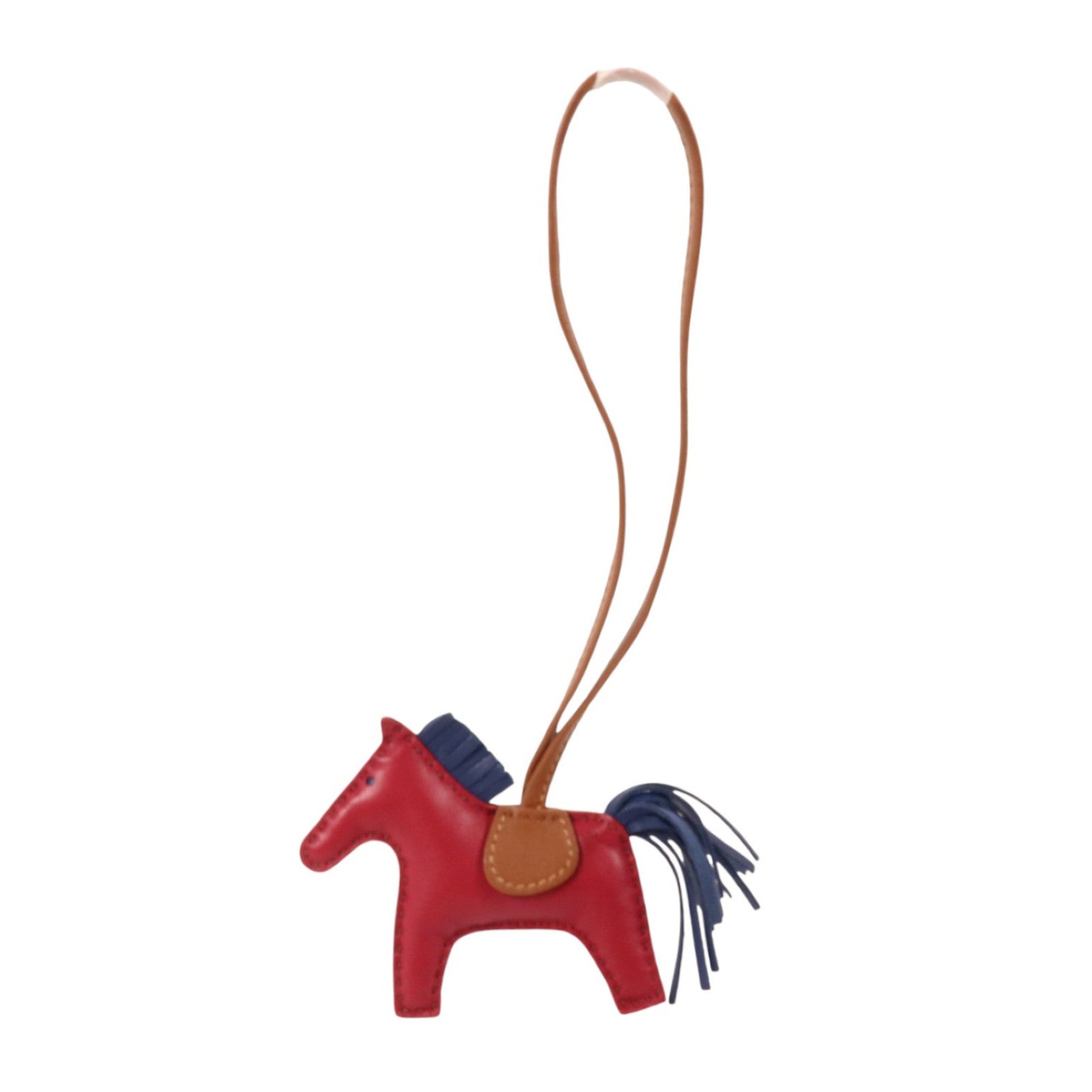 HERMES Milo皮革Rodeo PM掛飾Rubis/Fauve/Blue