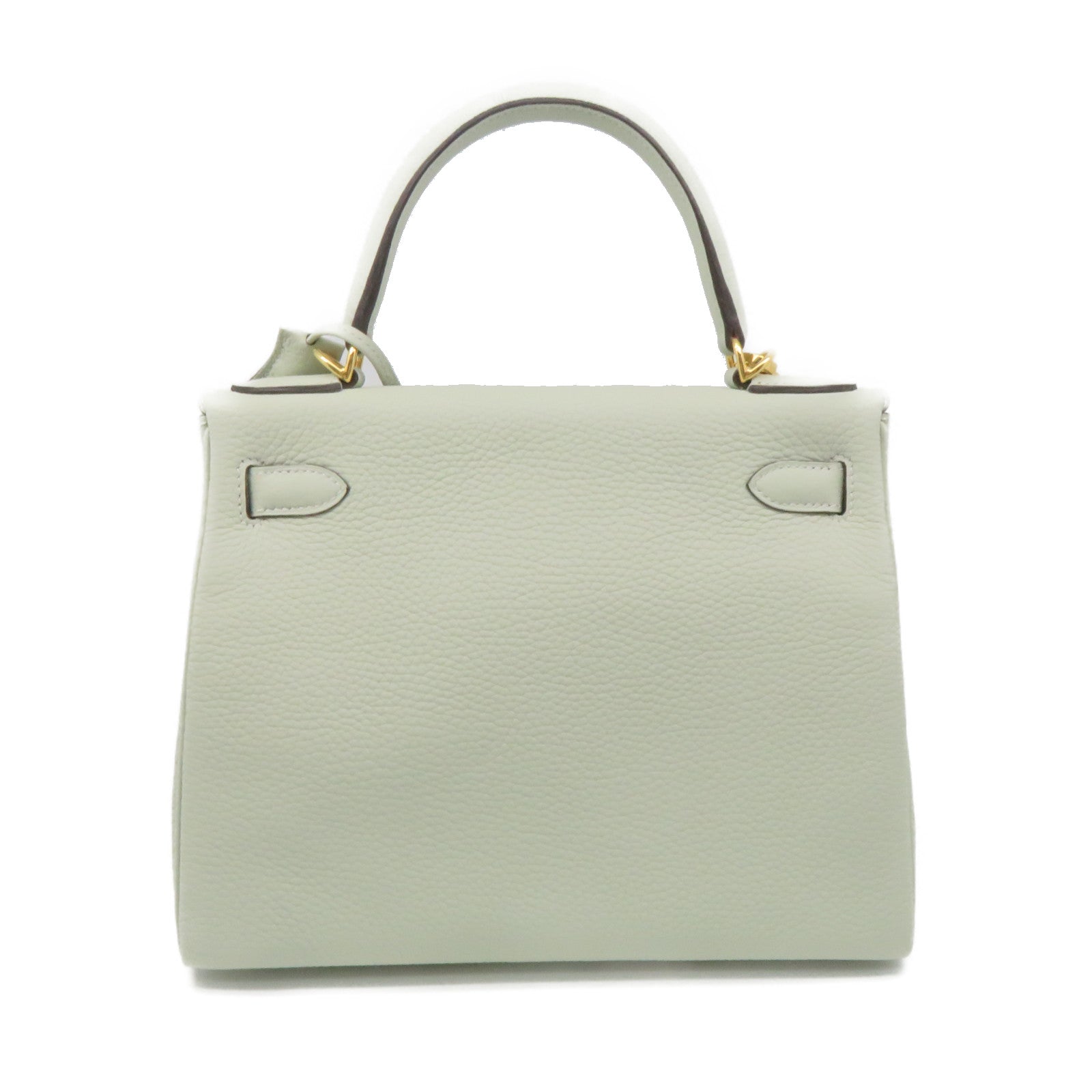 HERMES Clemence皮革Kelly 28金扣手挽袋肩背两用袋水晶灰色