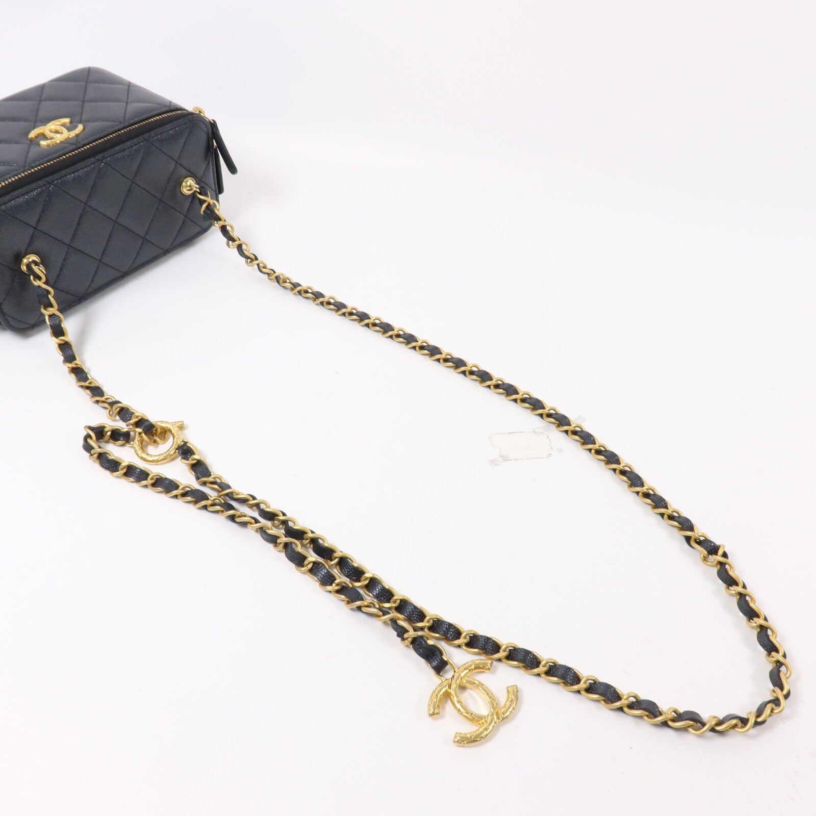 CHANEL 牛皮皮革Vanity Case鏈帶肩背袋
