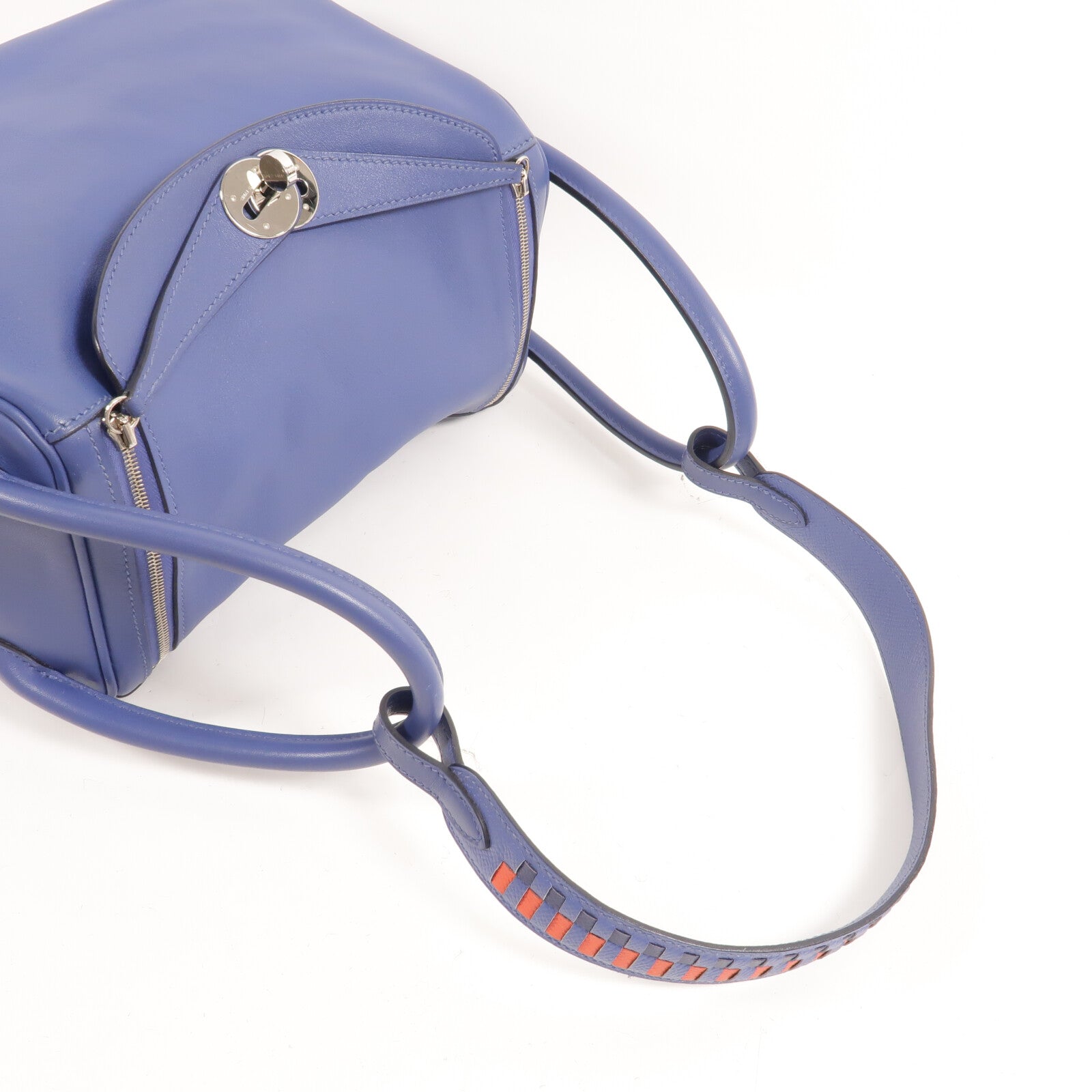 HERMES Swift皮革Lindy 26手挽肩背兩用袋Bleu Brighton